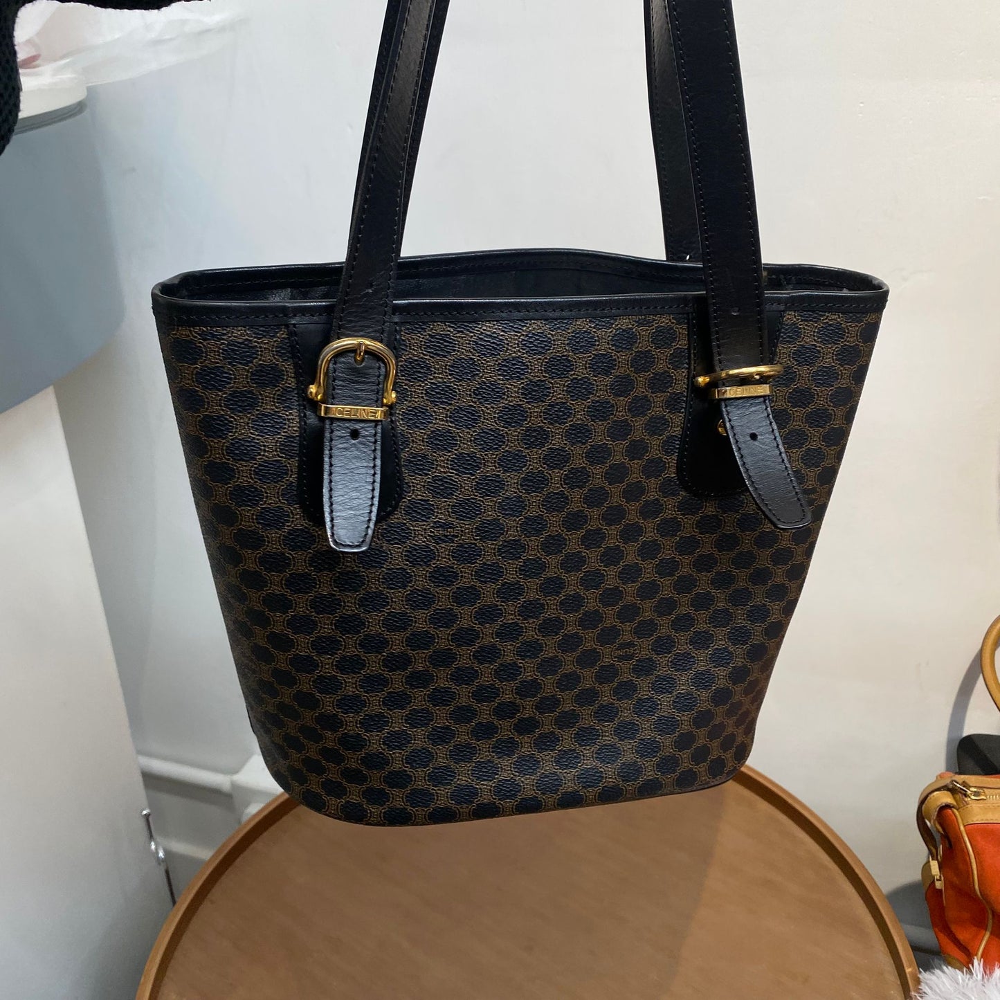 Celine 黑花 Tote