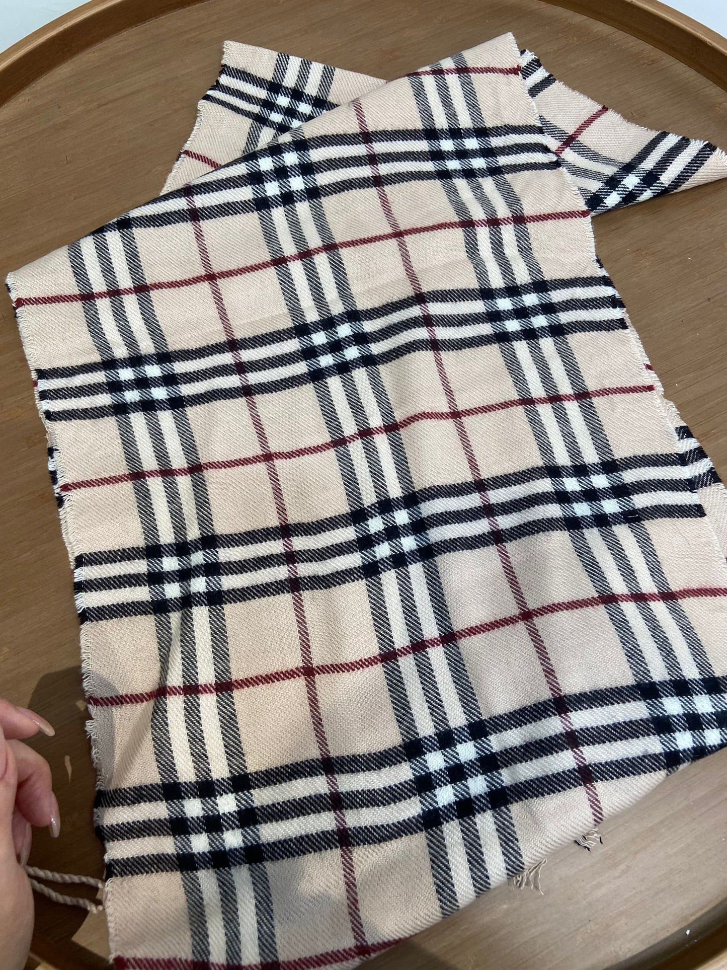 Burberry 米色 格仔羊絨頸巾