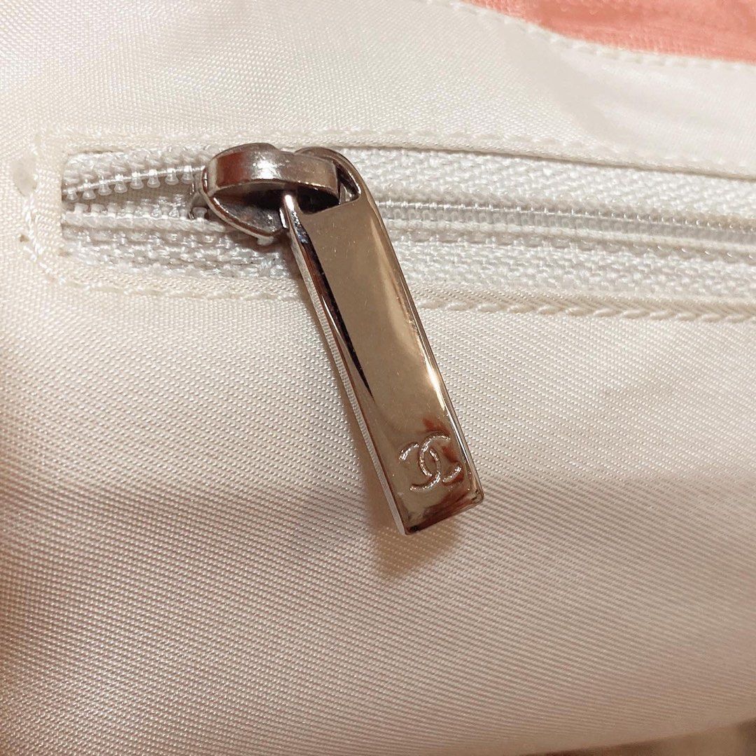 Chanel Travel Line Shoulder Bag (Pink) 帆布皮革粉红色托特包