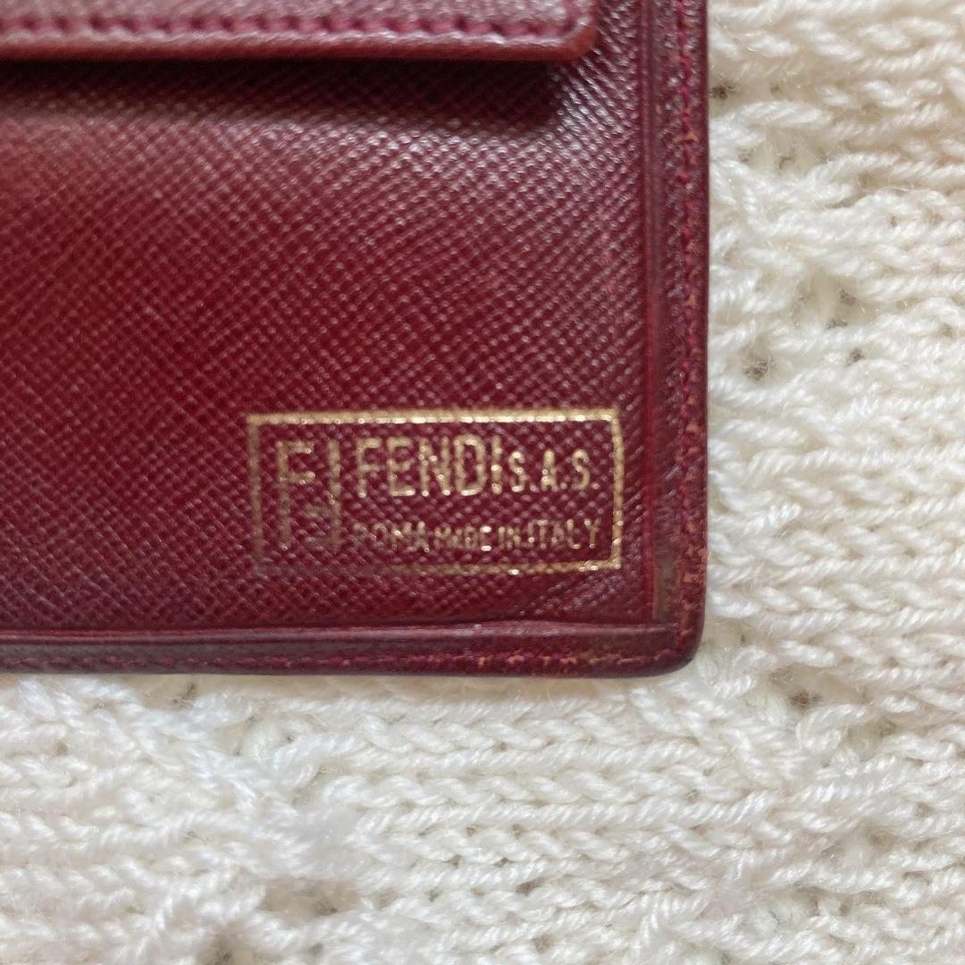 Fendi Micro Bifold Burgundy Leather Wallet 酒紅色短銀包