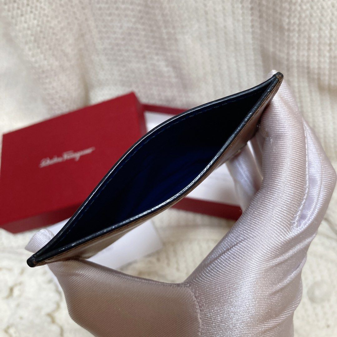 Salvatore Ferragamo Brown Blue Card Holder 飛甩雞毛啡藍色卡套