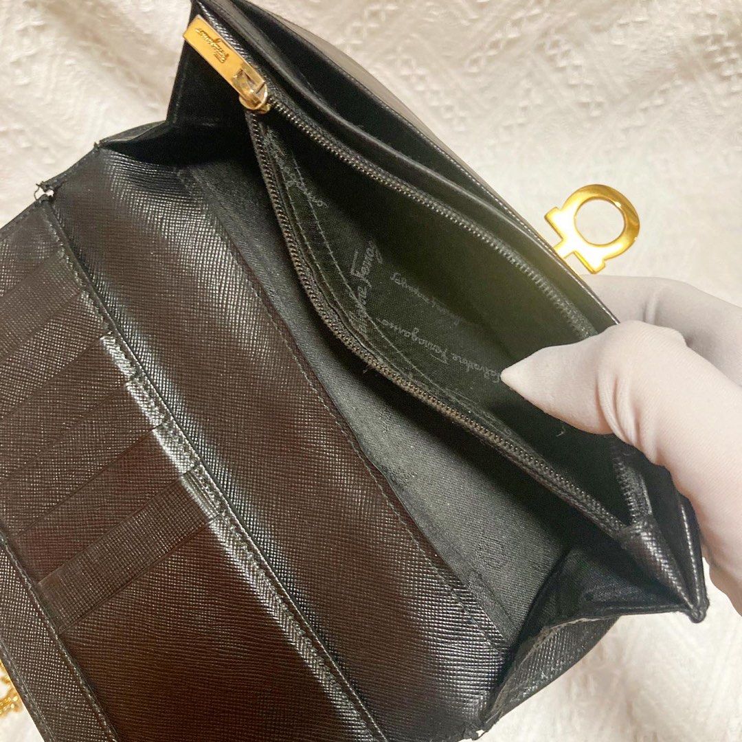 Salvatore Ferragamo Black Long Wallet 真皮黑色長銀包