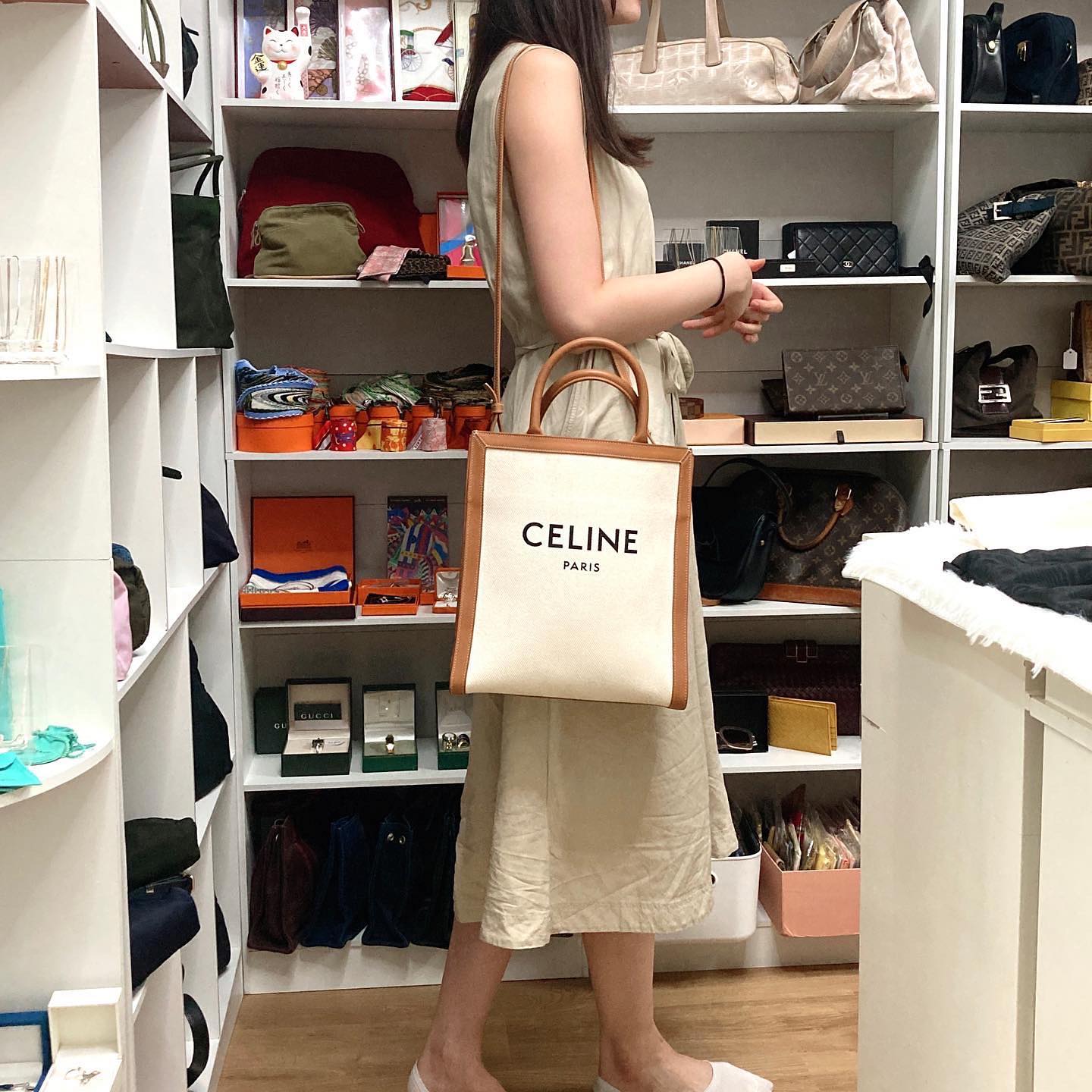 Celine Small Vertical Cabas in Canvas