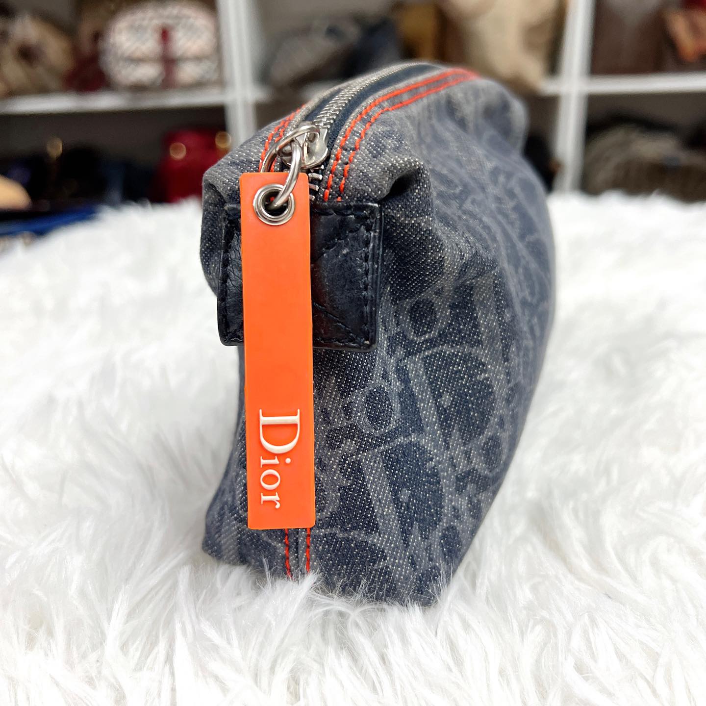 Christian Dior Pouch 牛仔布老花化妝袋