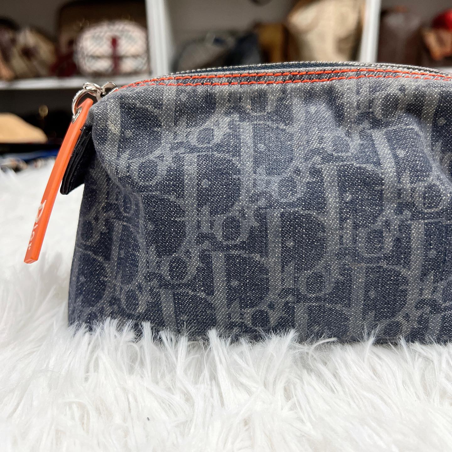 Christian Dior Pouch 牛仔布老花化妝袋