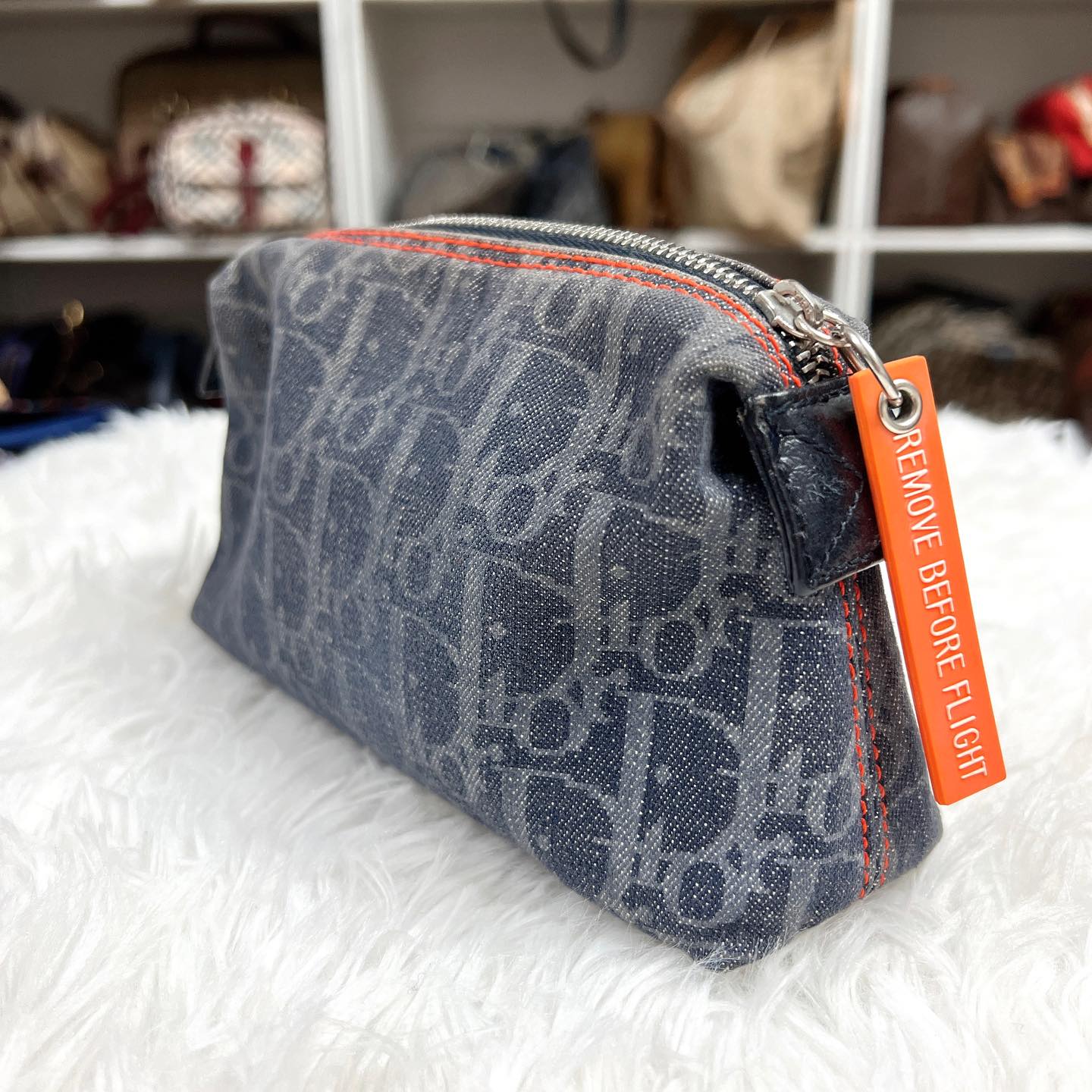 Christian Dior Pouch 牛仔布老花化妝袋