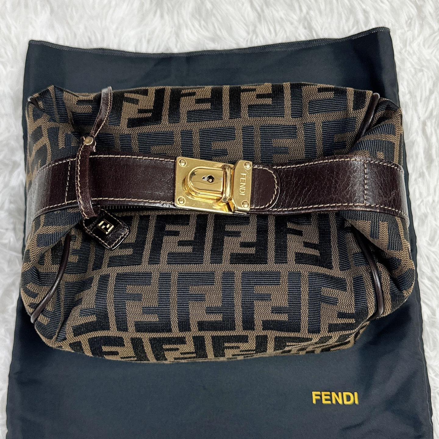 FENDI Zucca Handbag 老花飯盒包 連塵袋