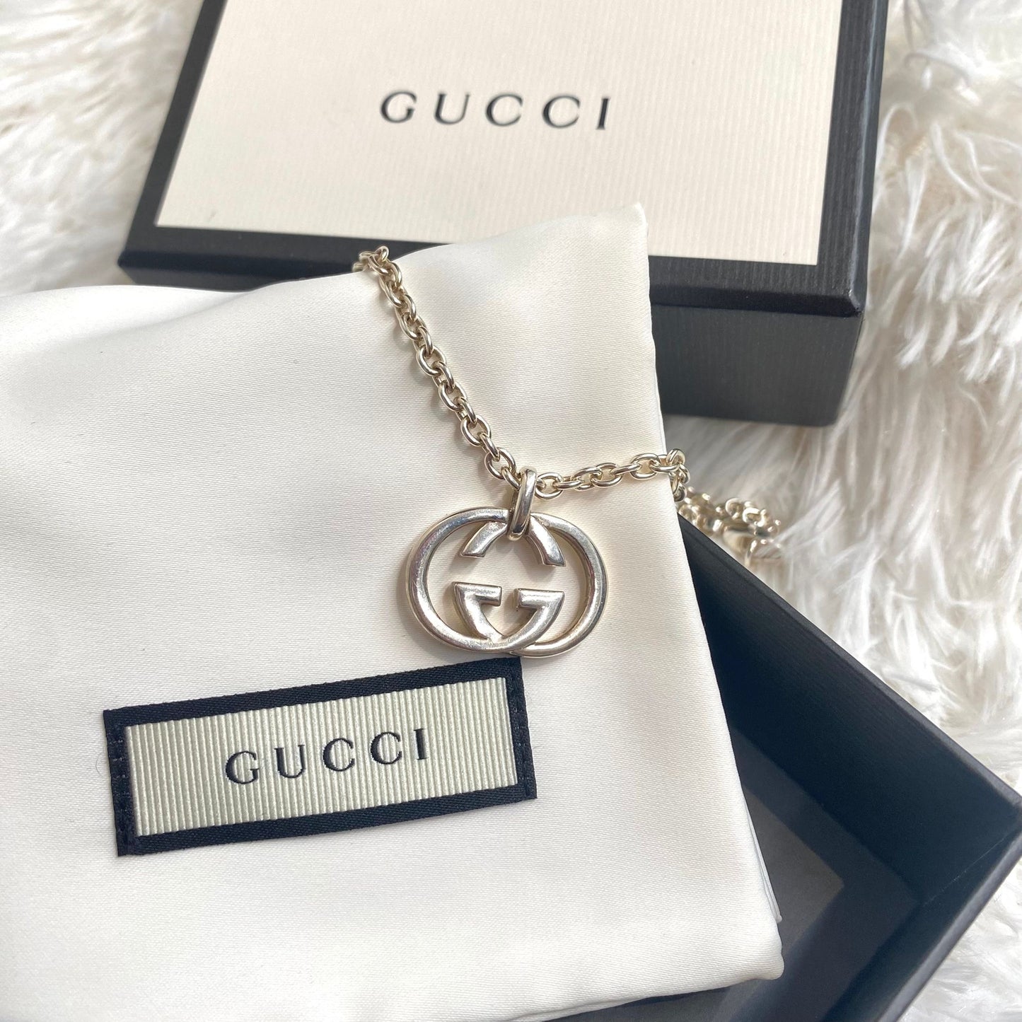 GUCCI 925純銀頸鏈 有盒有塵袋
