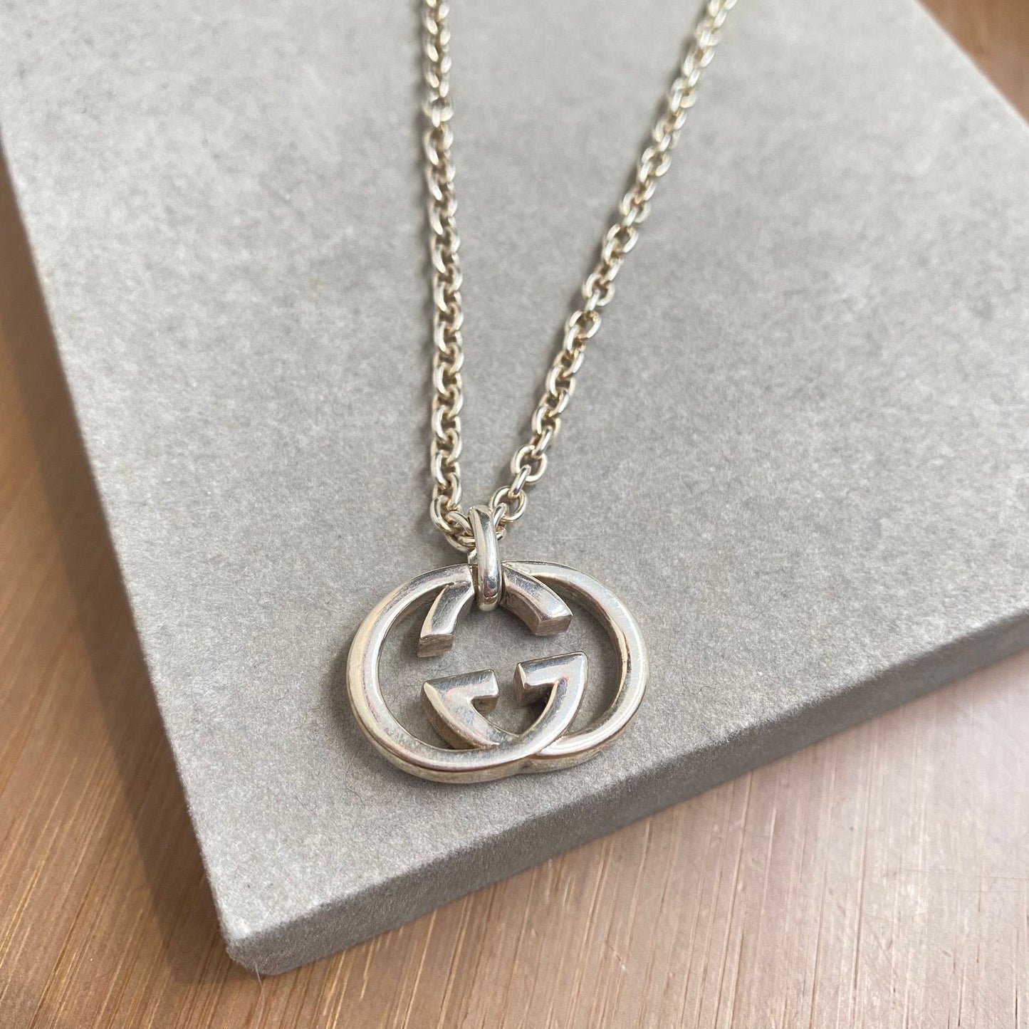 GUCCI 925純銀頸鏈 有盒有塵袋