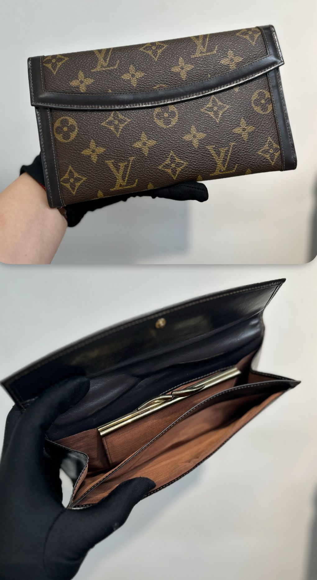 LV 老花x黑邊 Pouch