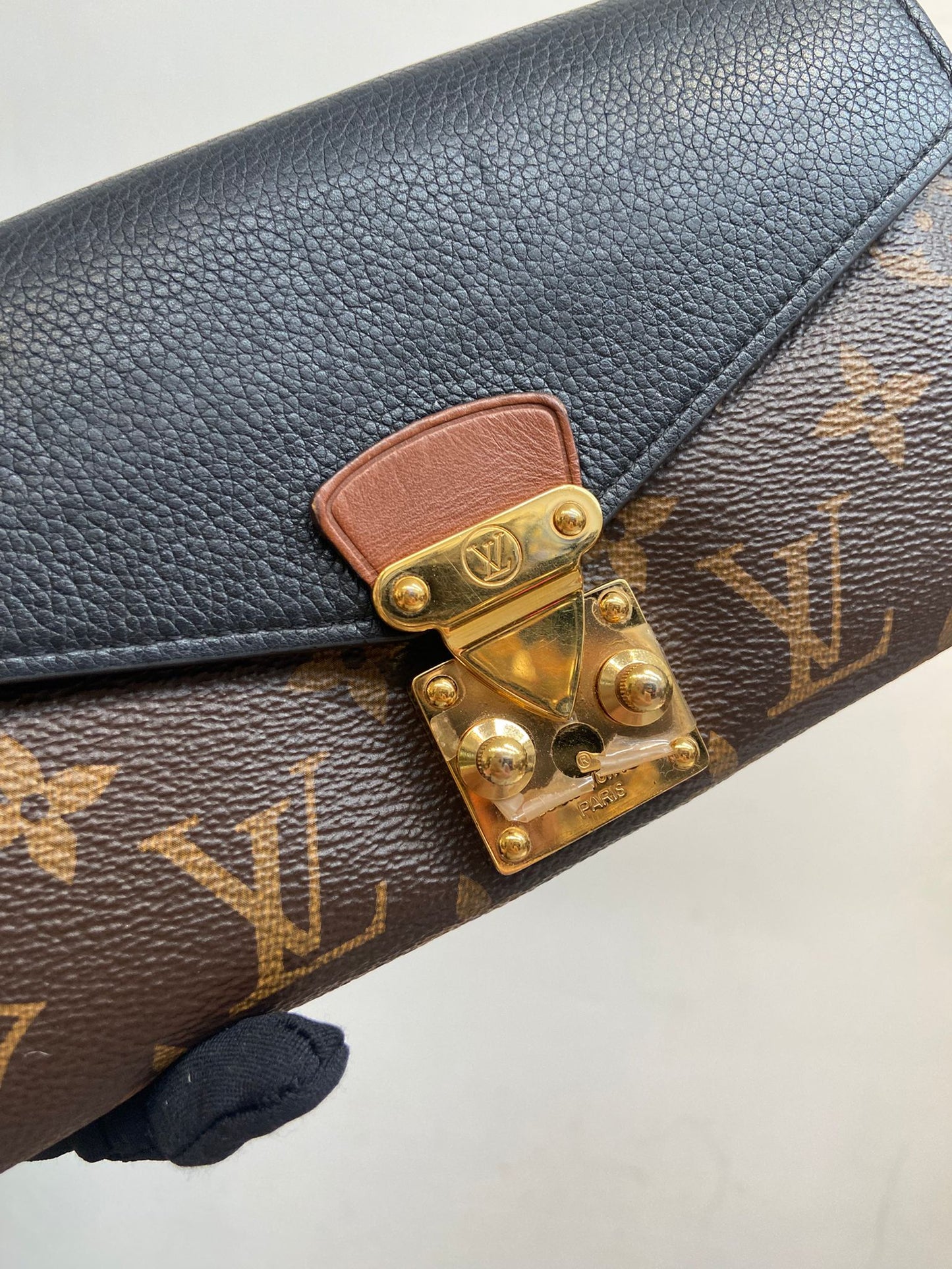 LV 長銀包黑色拼老花