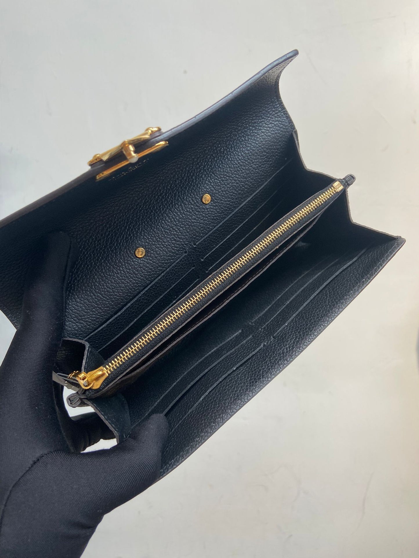 LV 長銀包黑色拼老花