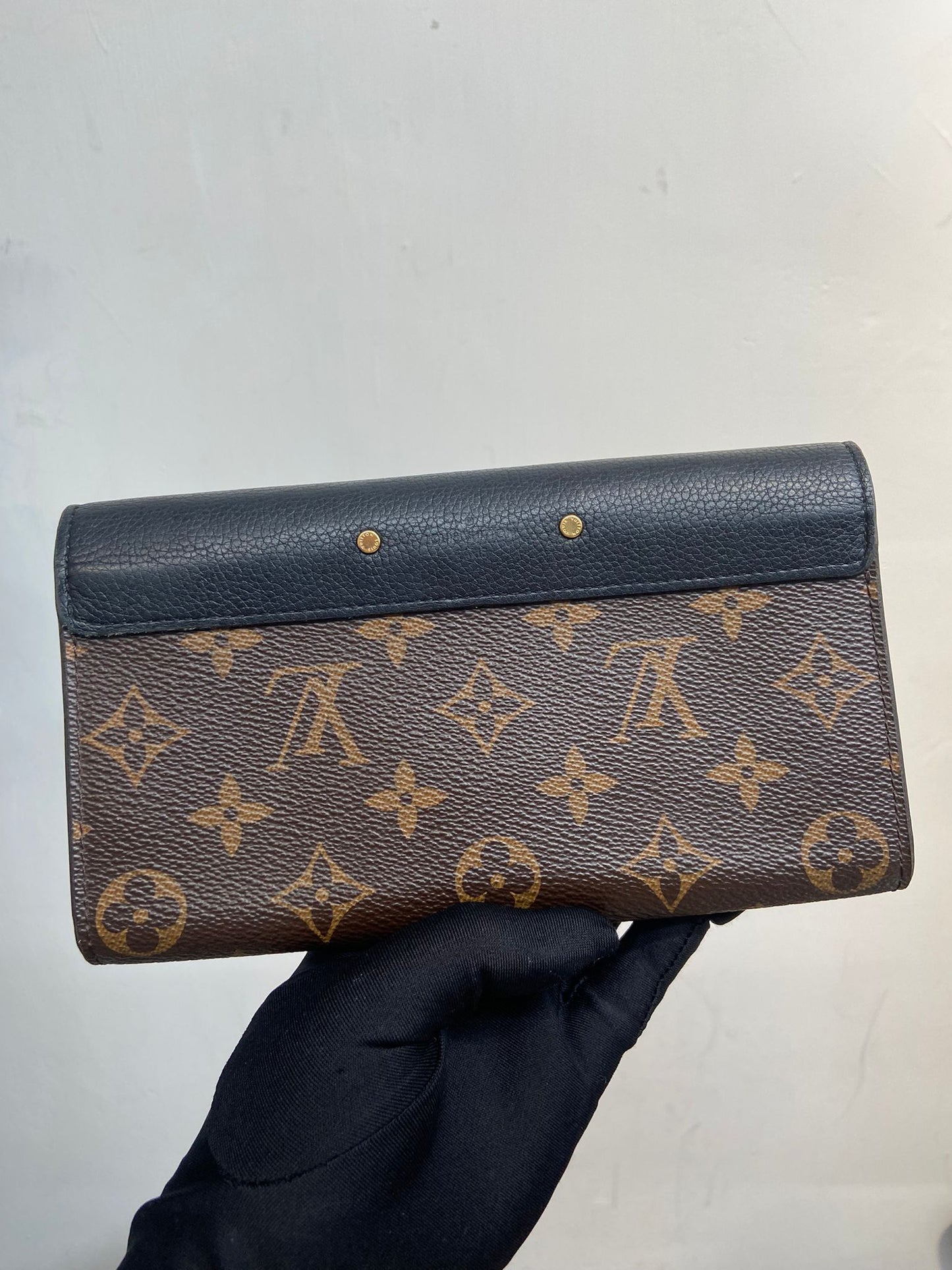 LV 長銀包黑色拼老花