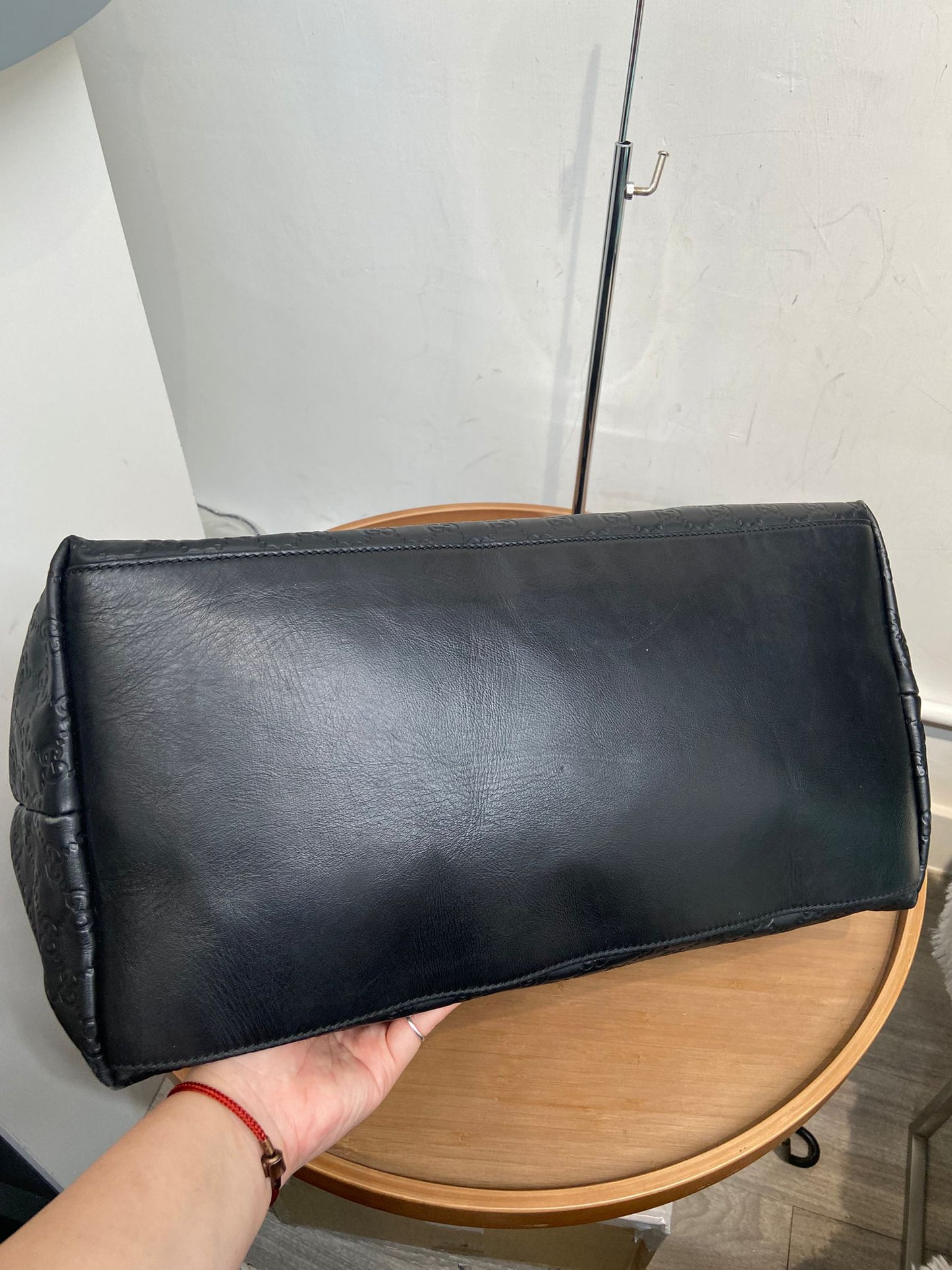 Gucci 黑色壓花牛皮tote bag