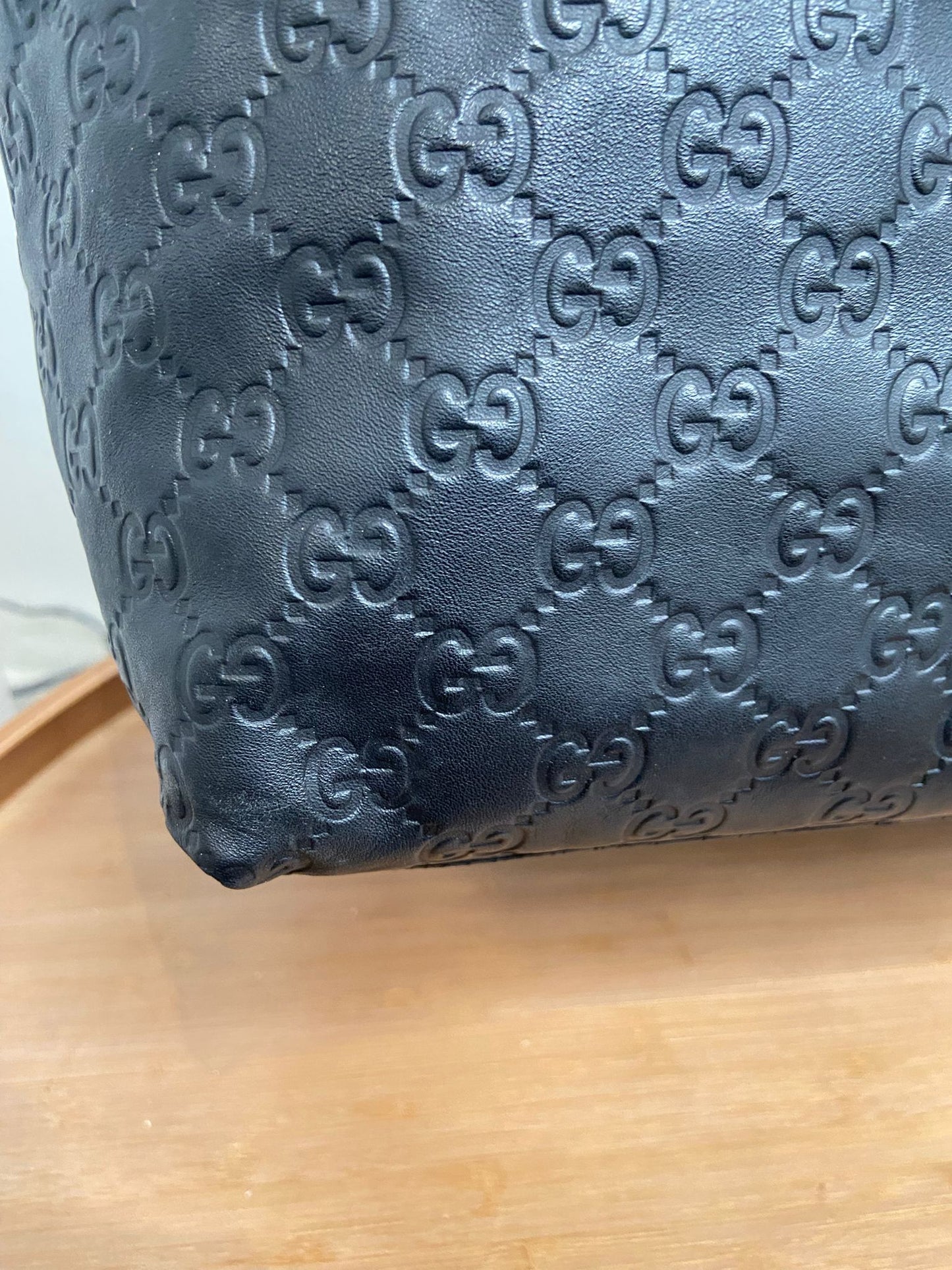 Gucci 黑色壓花牛皮tote bag