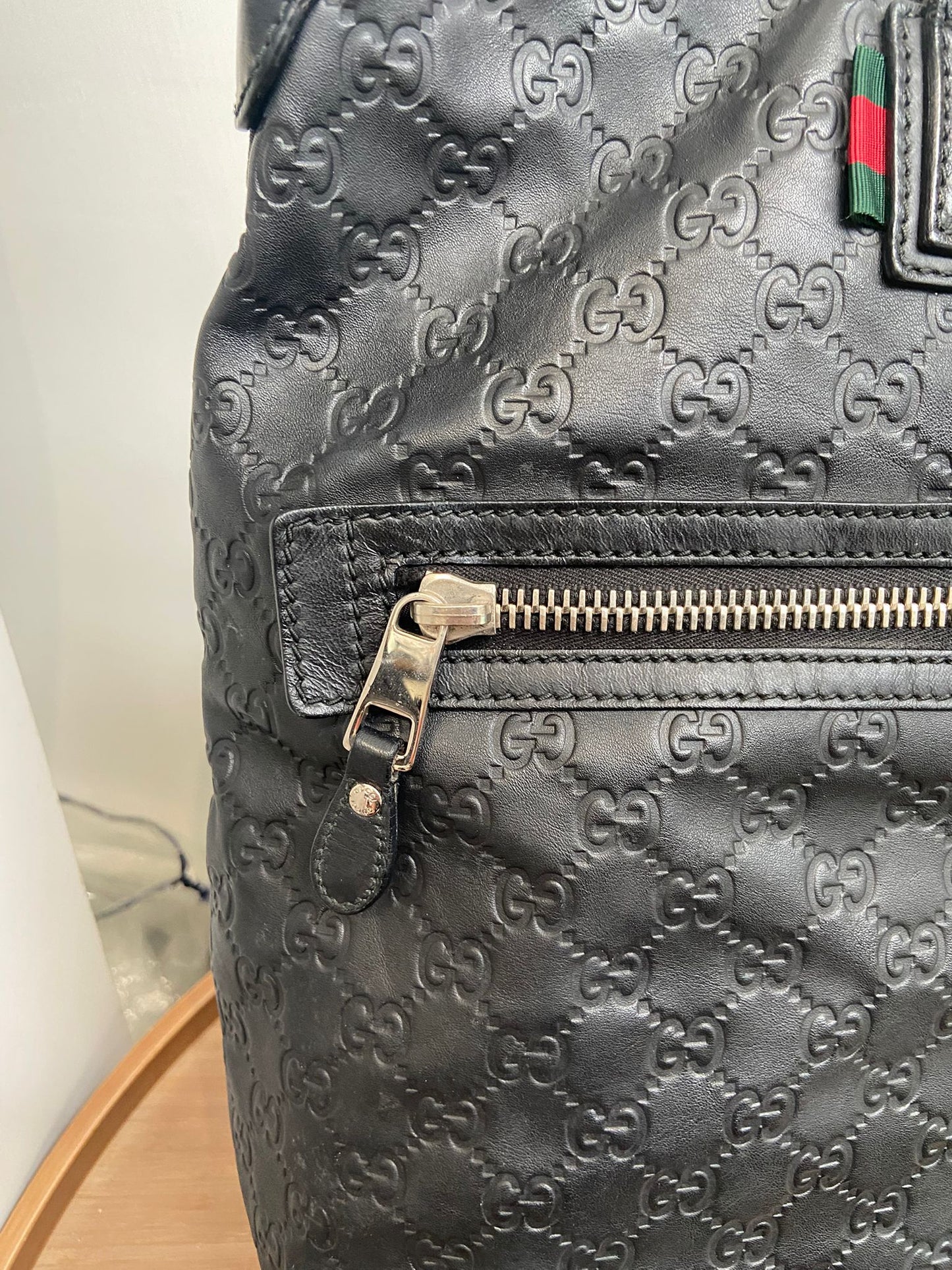Gucci 黑色壓花牛皮tote bag