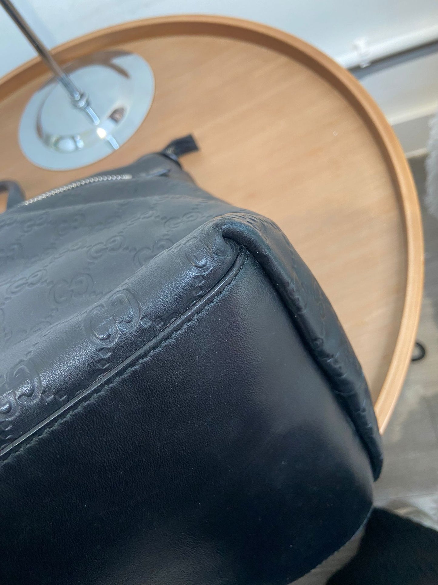Gucci 黑色壓花牛皮tote bag