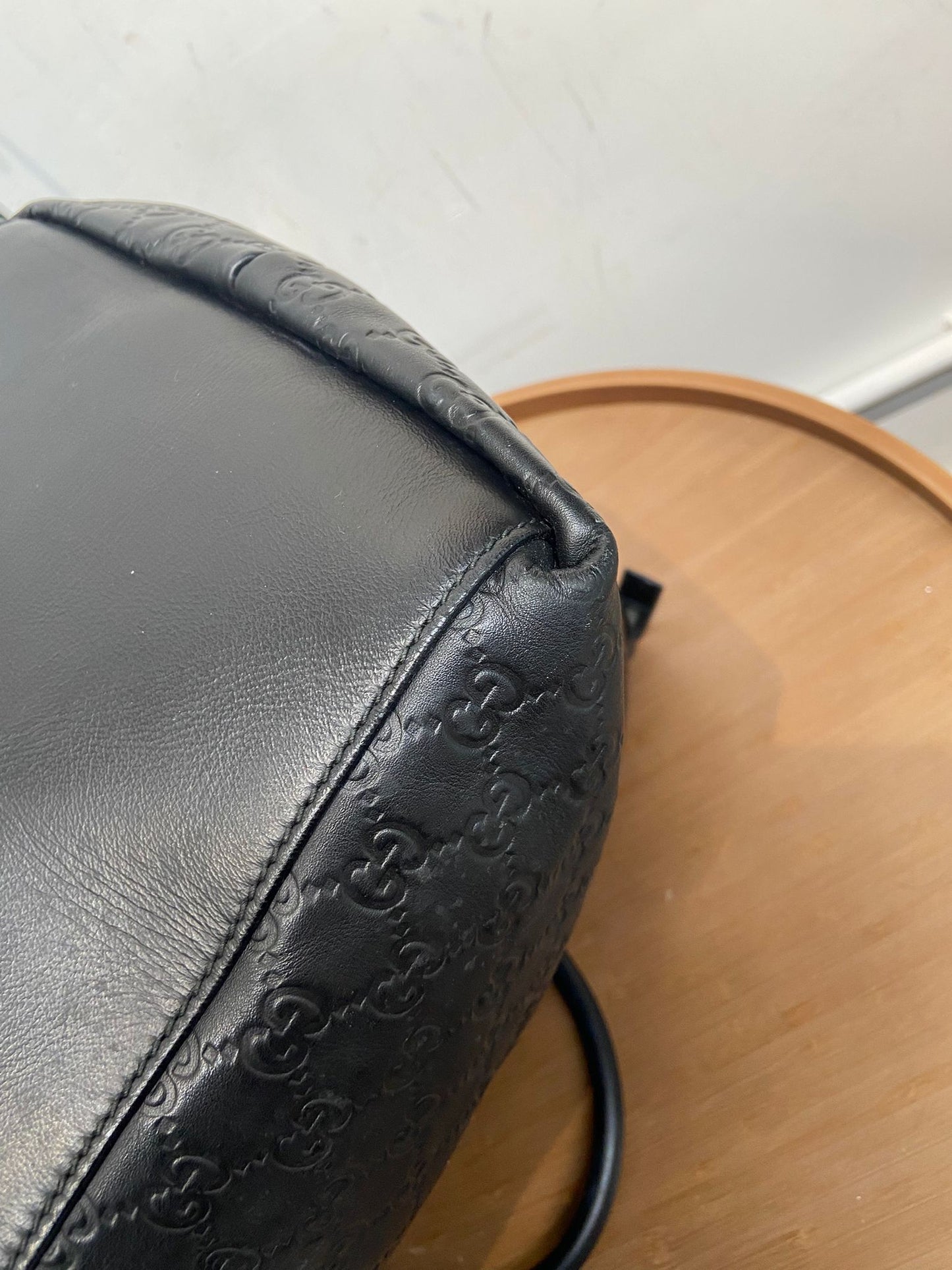 Gucci 黑色壓花牛皮tote bag