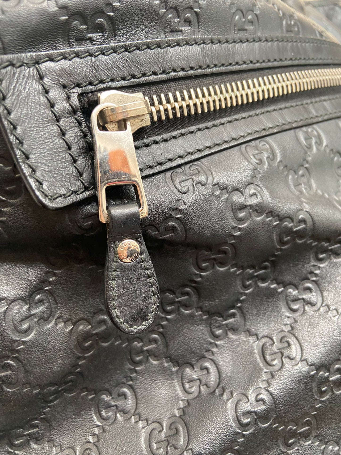 Gucci 黑色壓花牛皮tote bag
