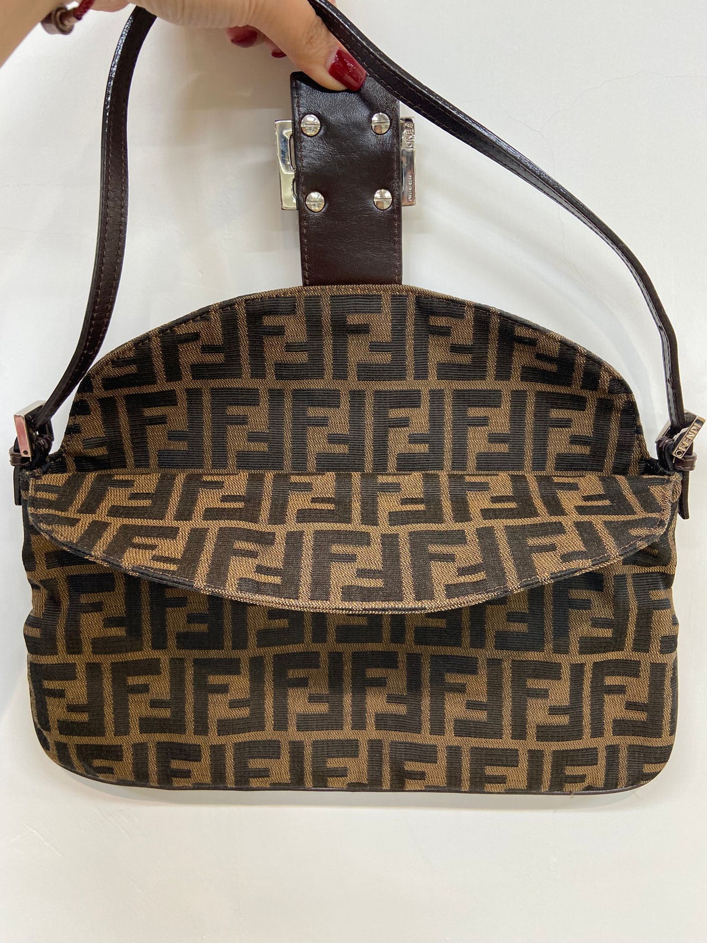 Fendi baguette 雙蓋老花法棍包