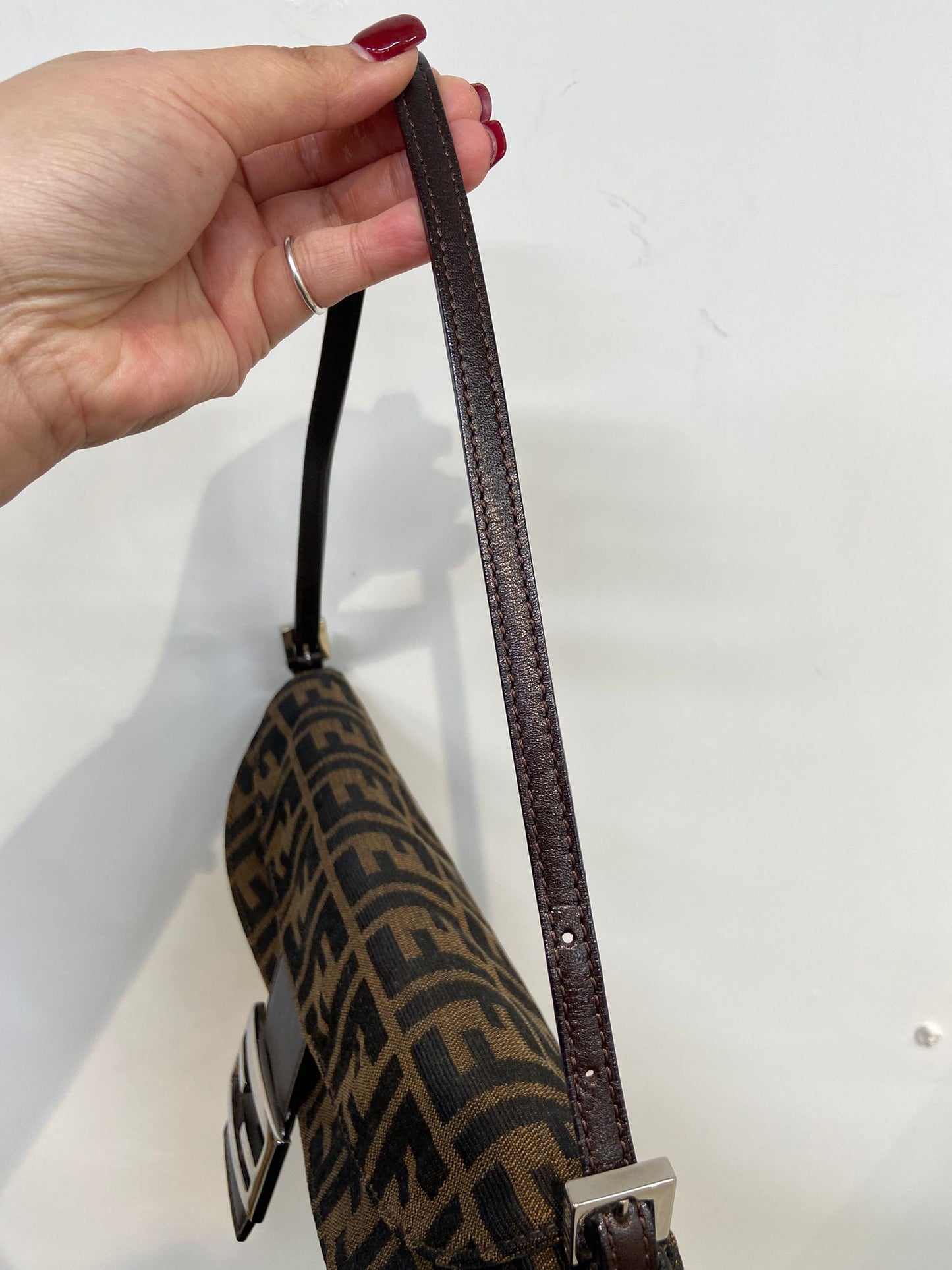 Fendi baguette 雙蓋老花法棍包