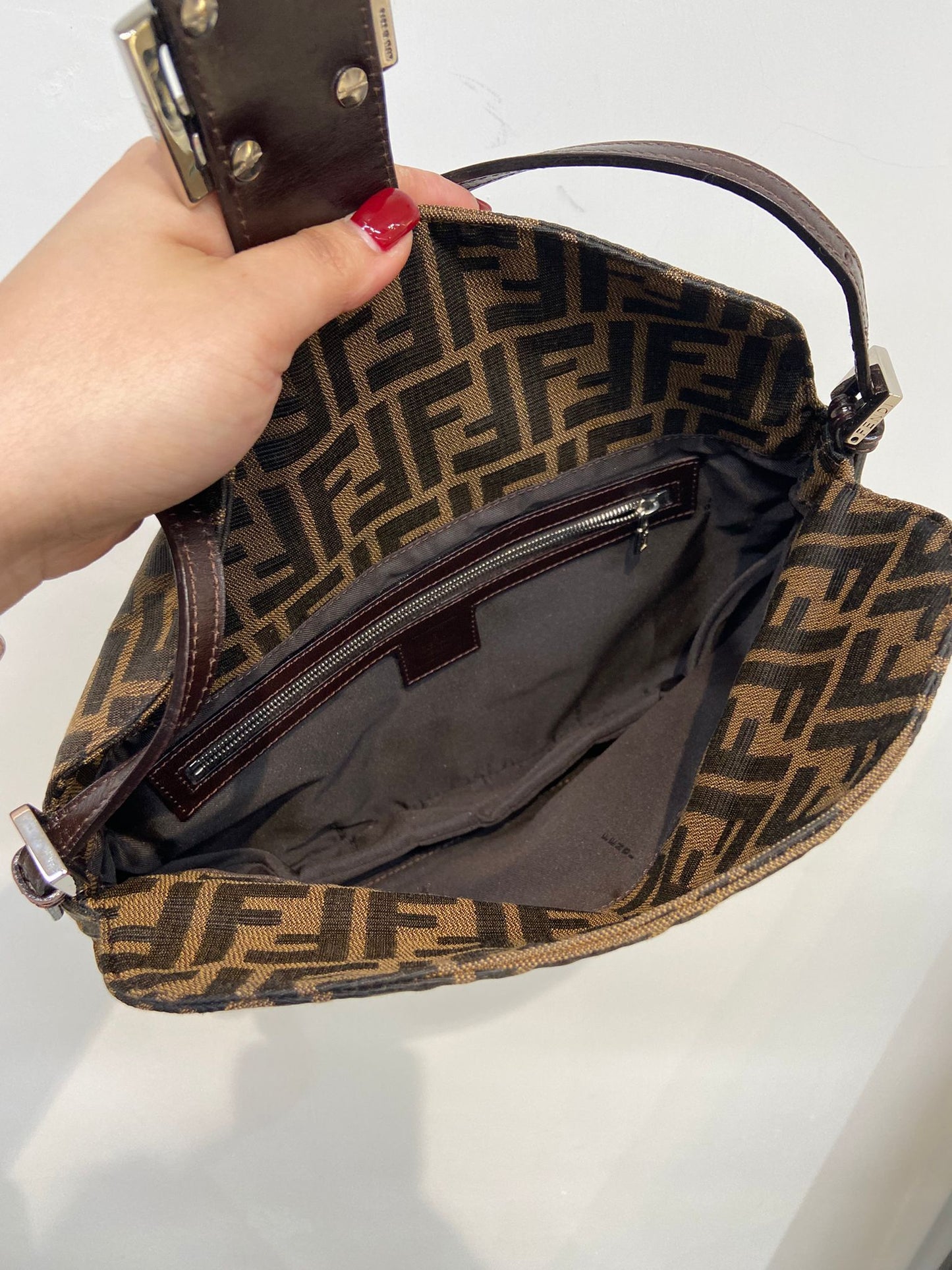 Fendi baguette 雙蓋老花法棍包