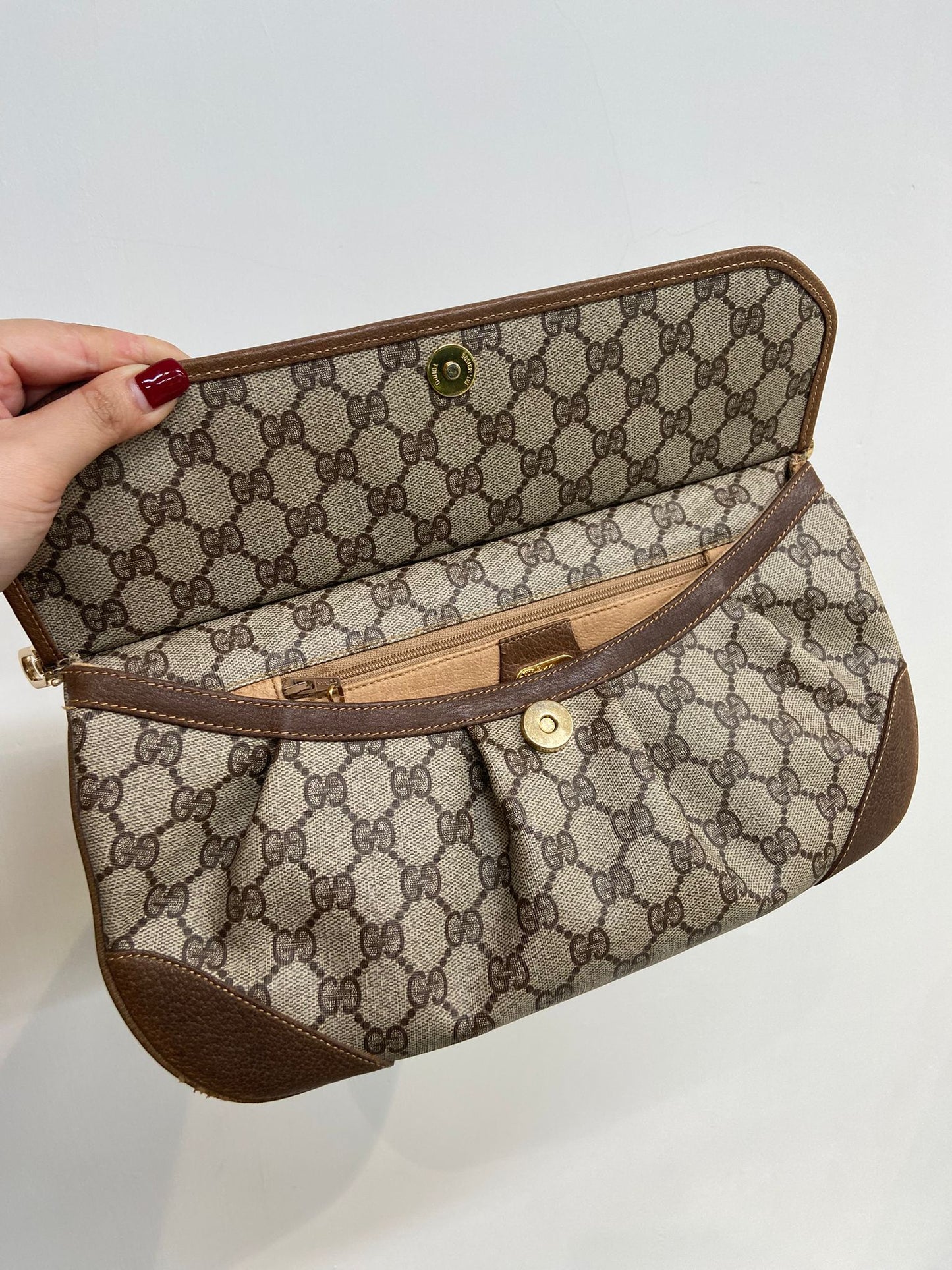 Gucci 老花餃子型 手拎包