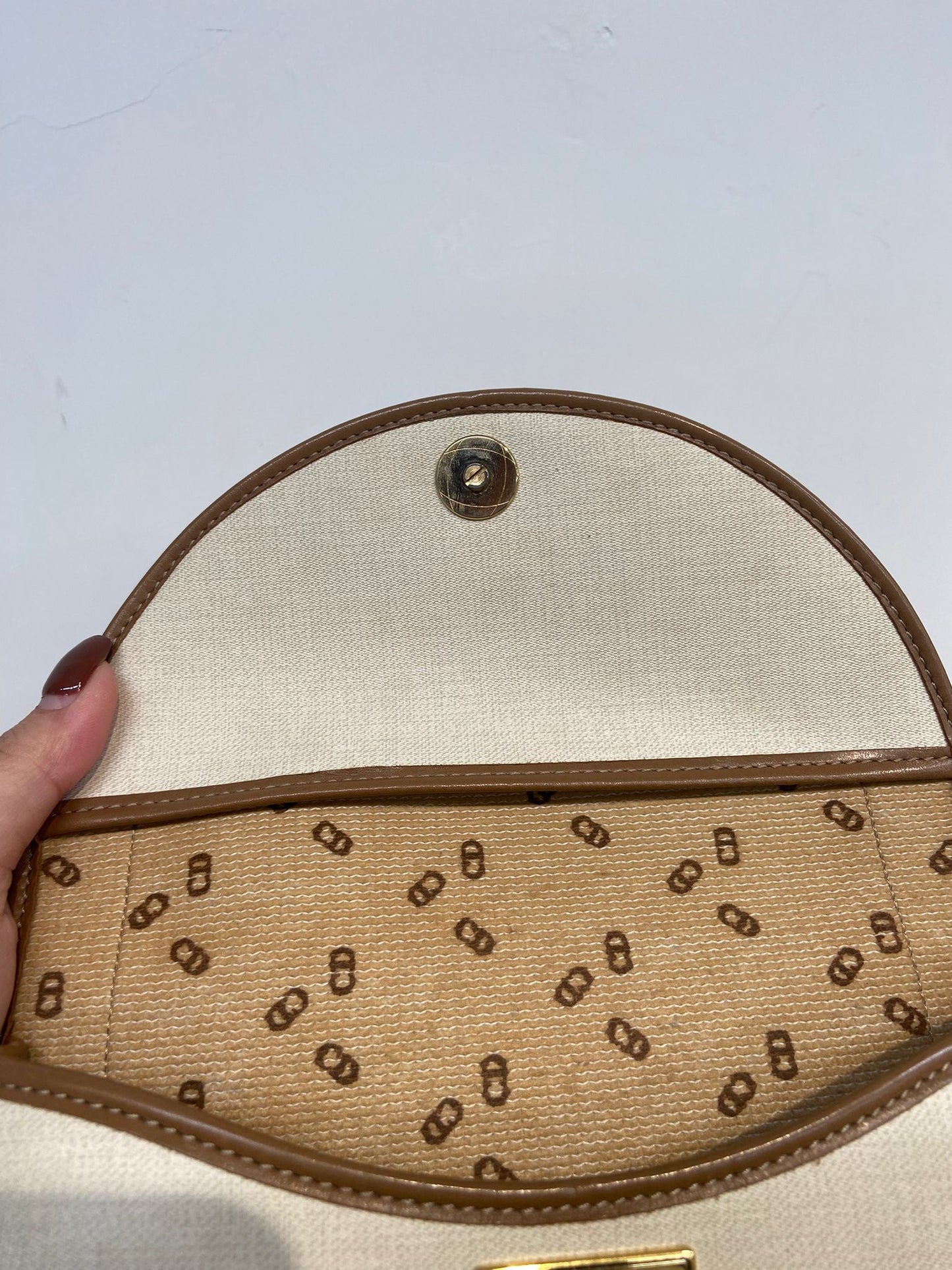 Dior 米白拼啡 馬鞍包