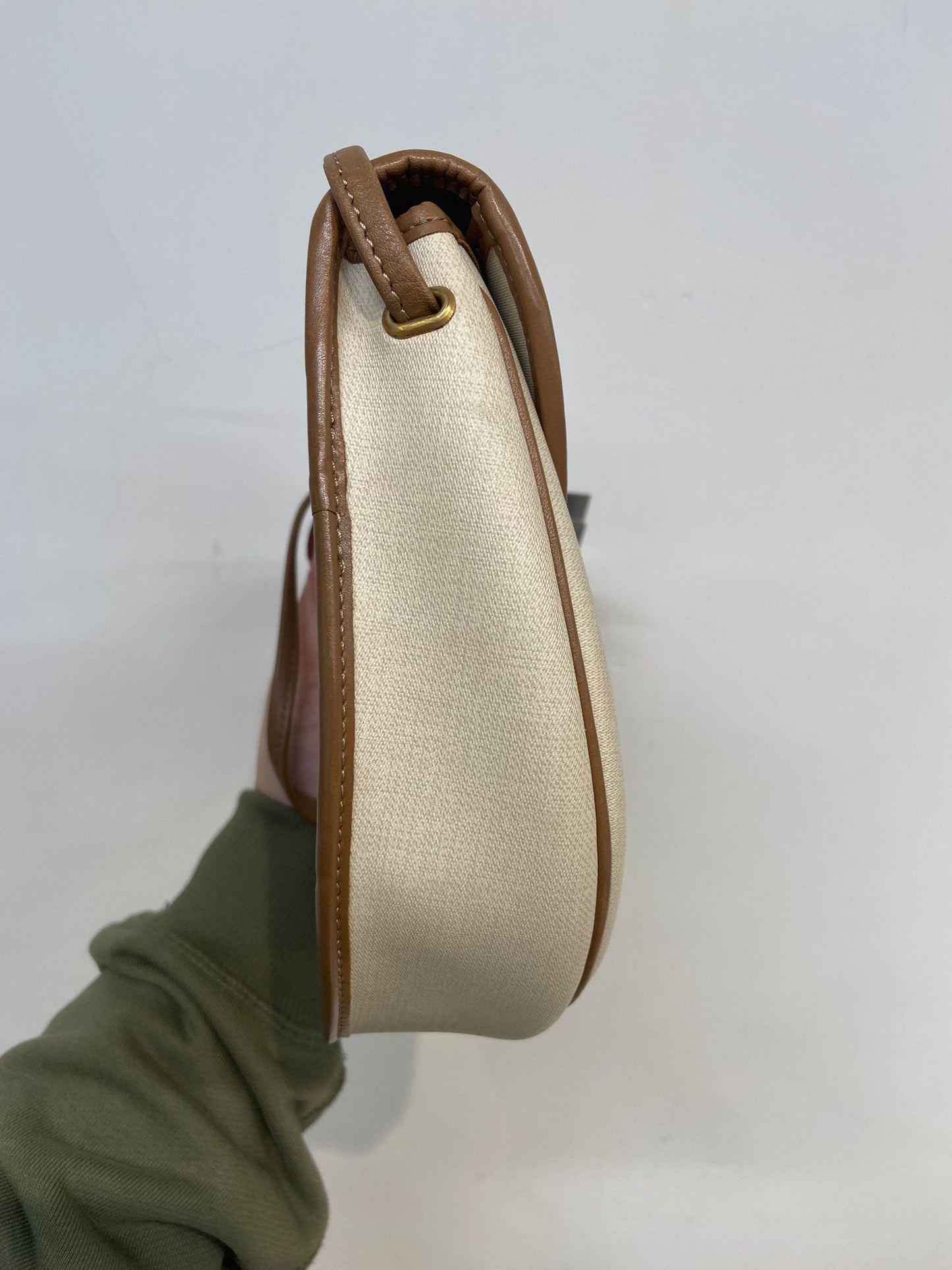 Dior 米白拼啡 馬鞍包