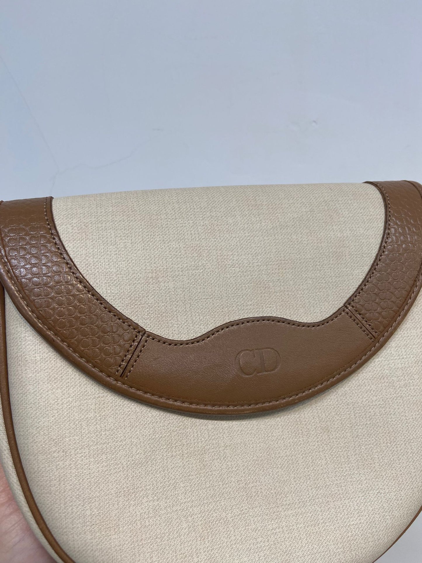 Dior 米白拼啡 馬鞍包