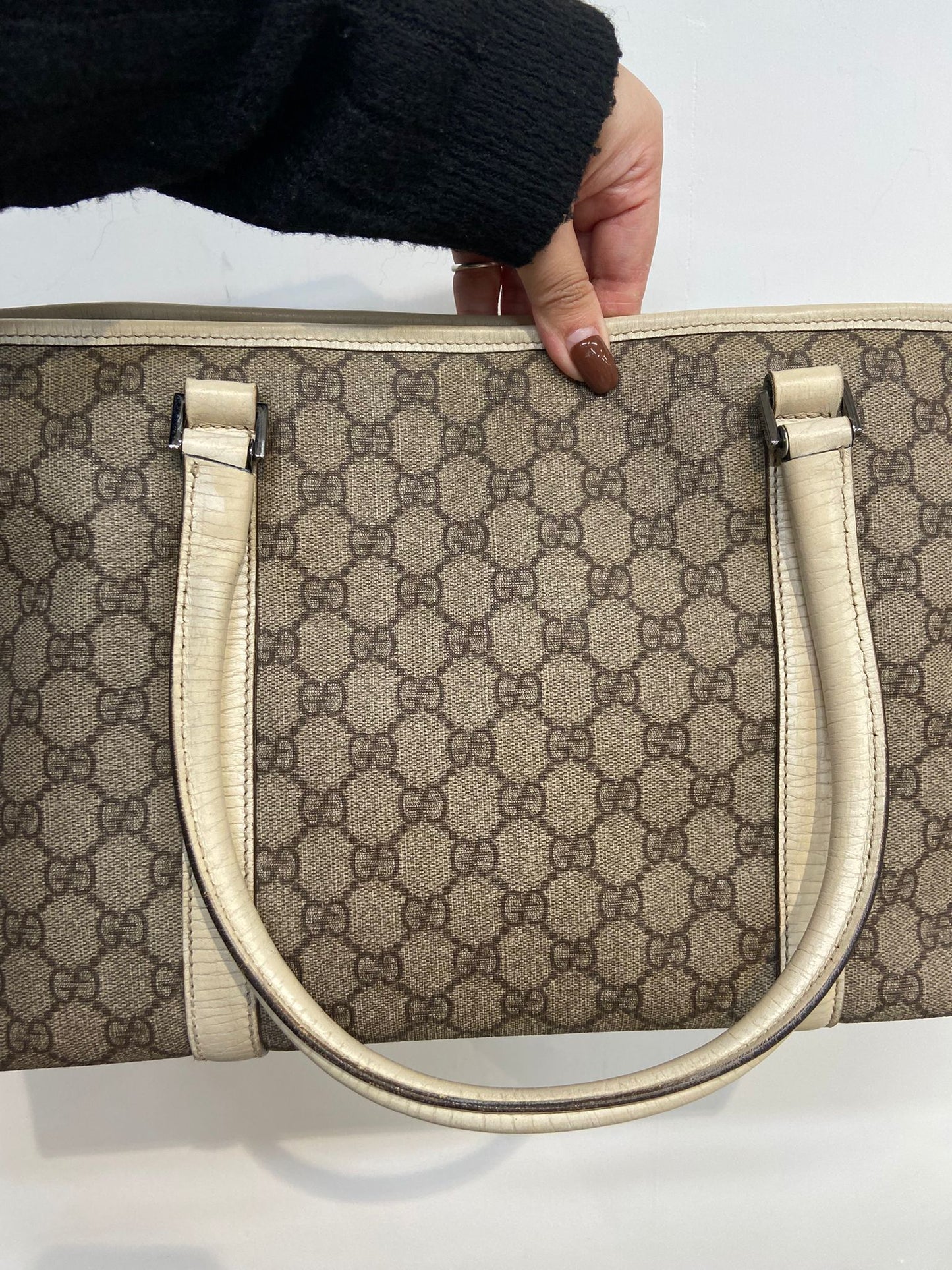 Gucci 白邊 老花tote