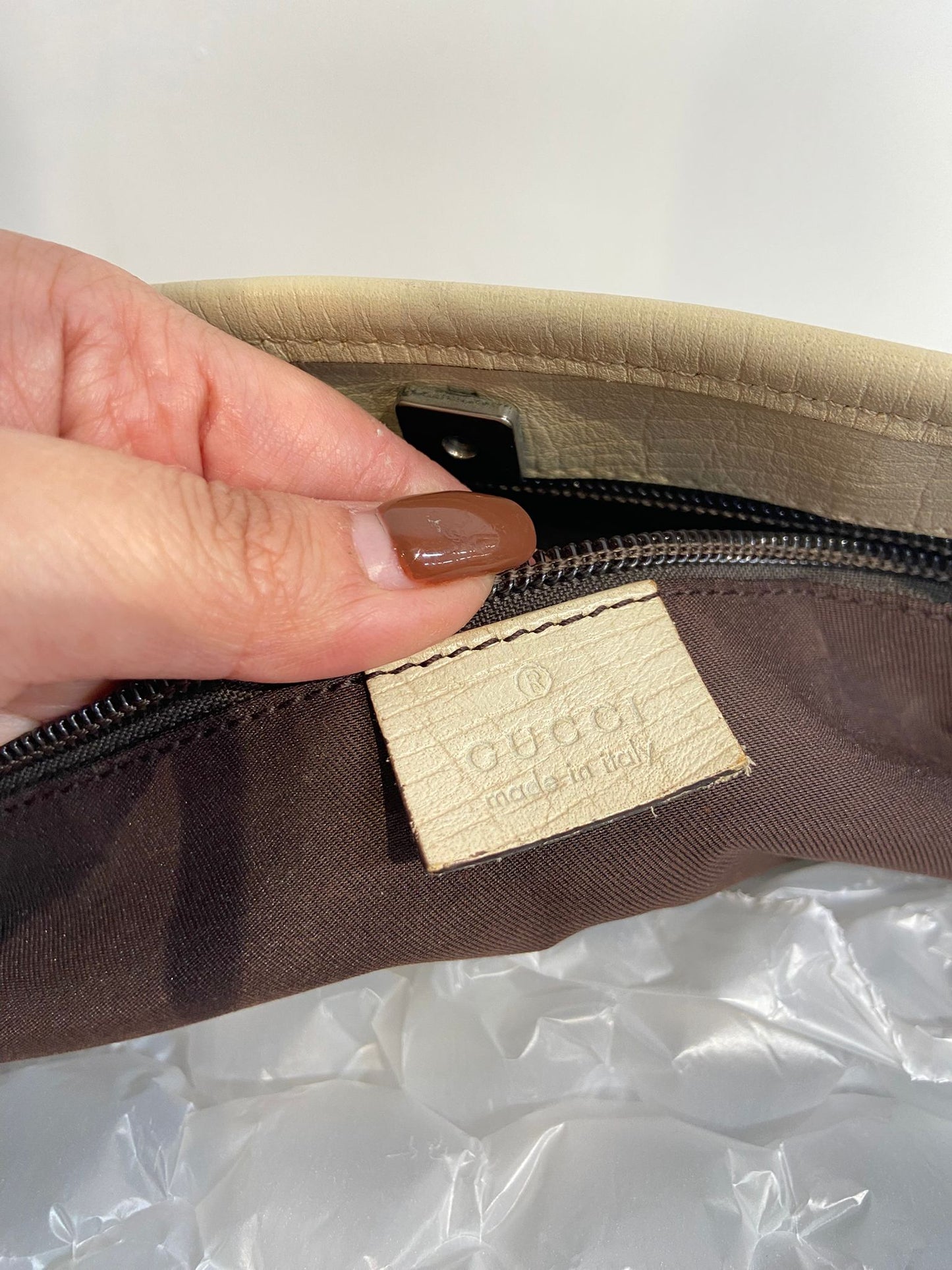 Gucci 白邊 老花tote