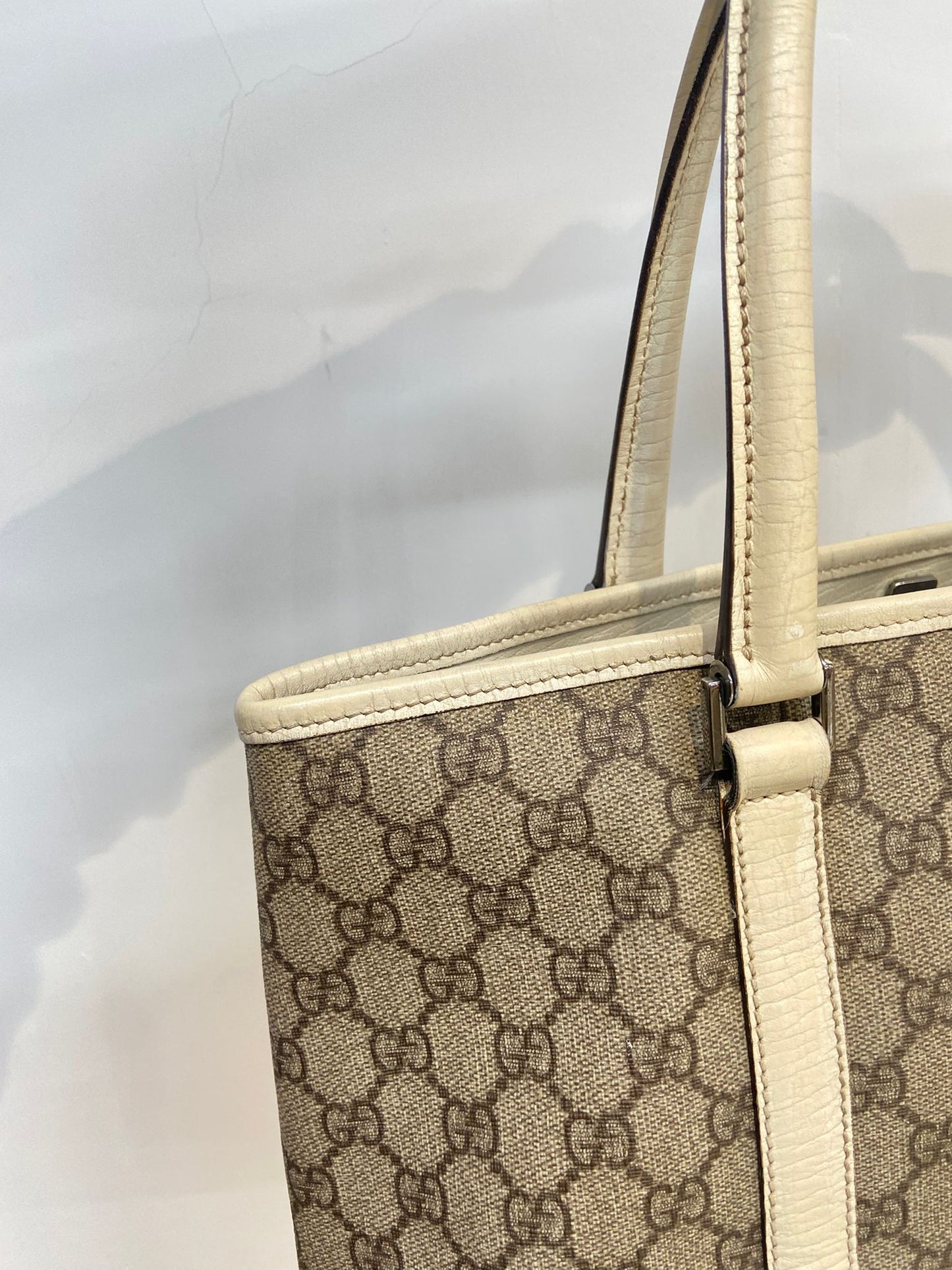 Gucci 白邊 老花tote