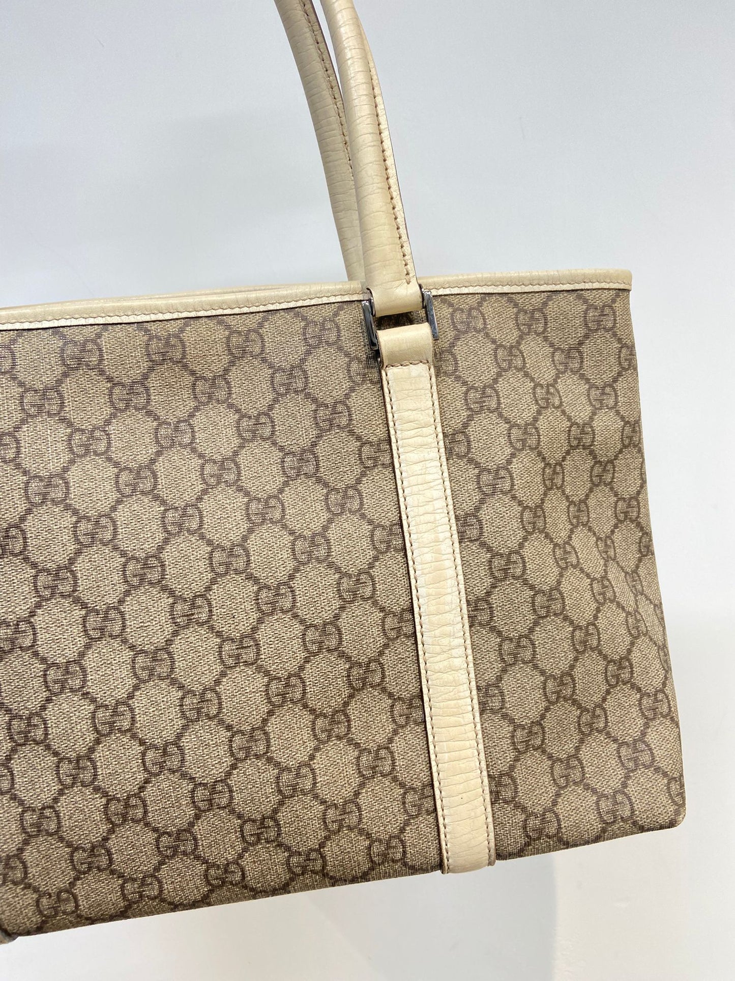 Gucci 白邊 老花tote