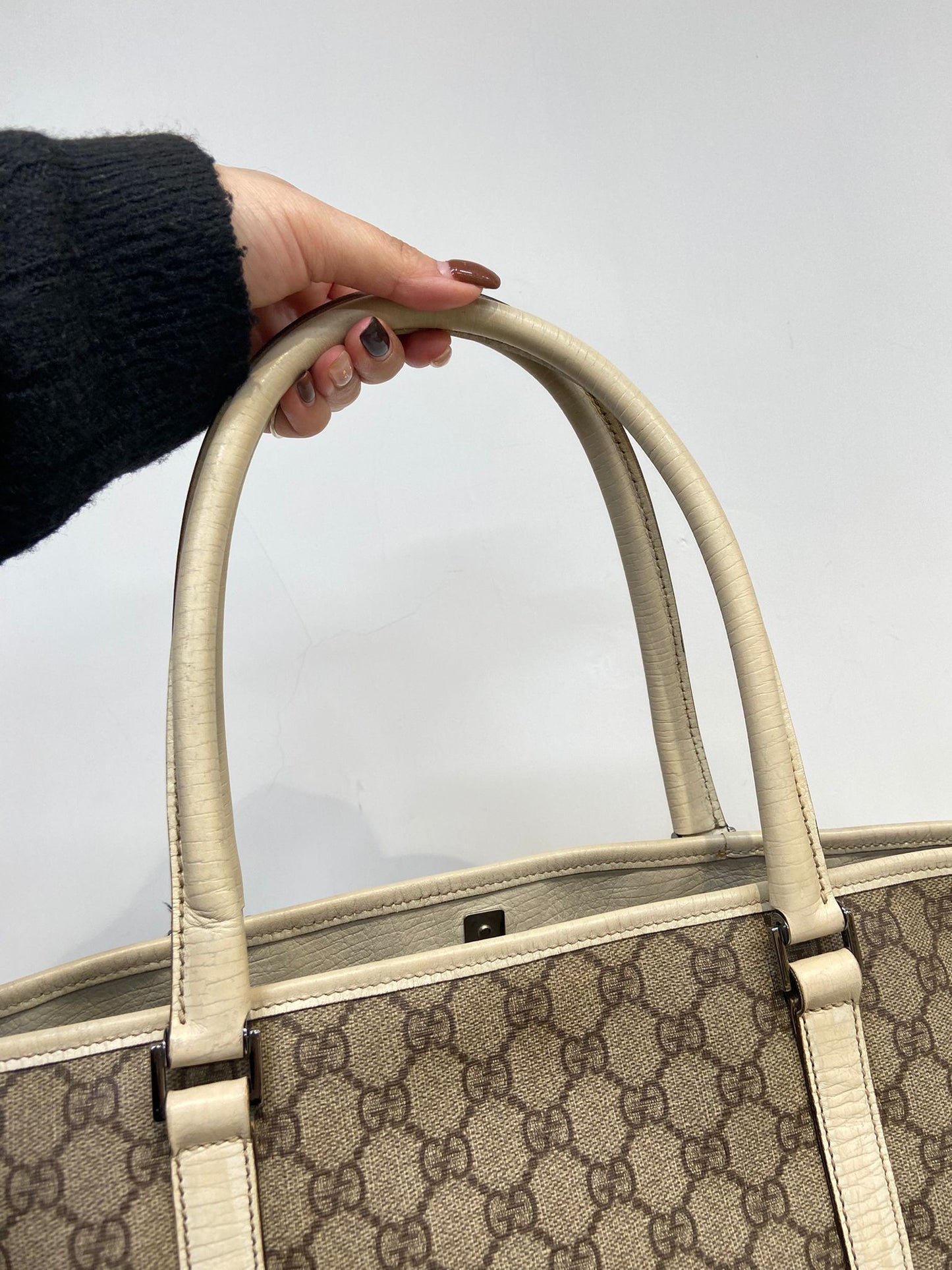 Gucci 白邊 老花tote