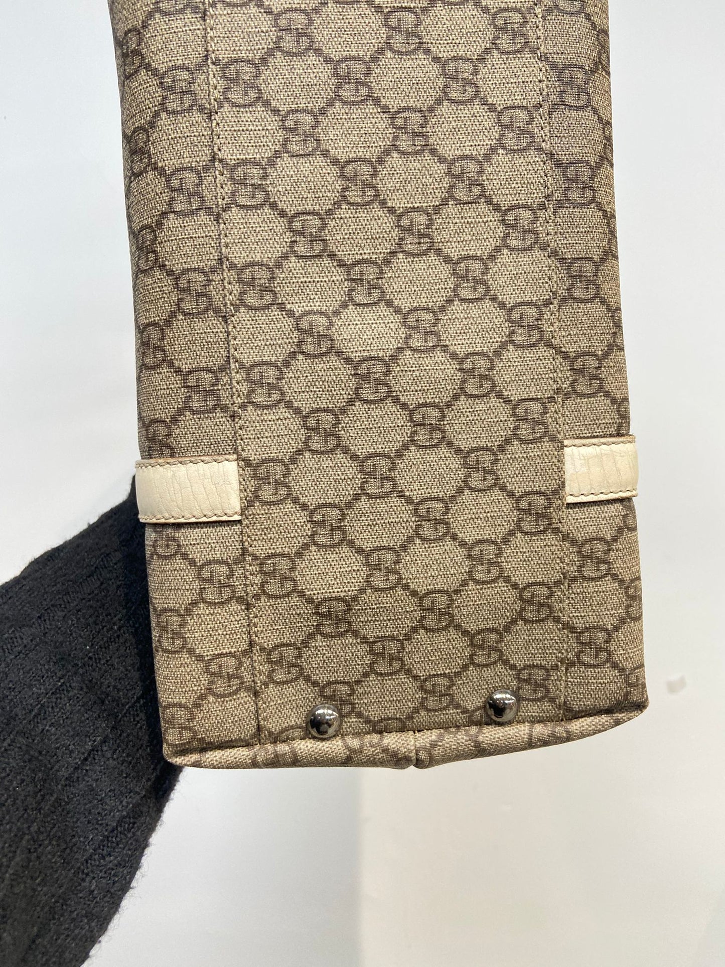 Gucci 白邊 老花tote