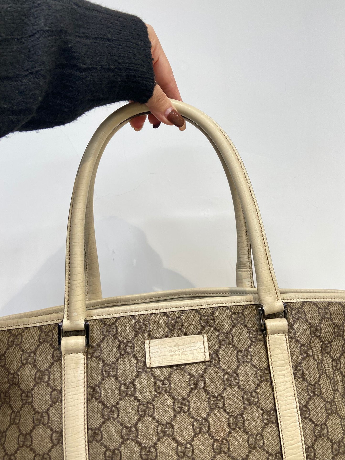 Gucci 白邊 老花tote
