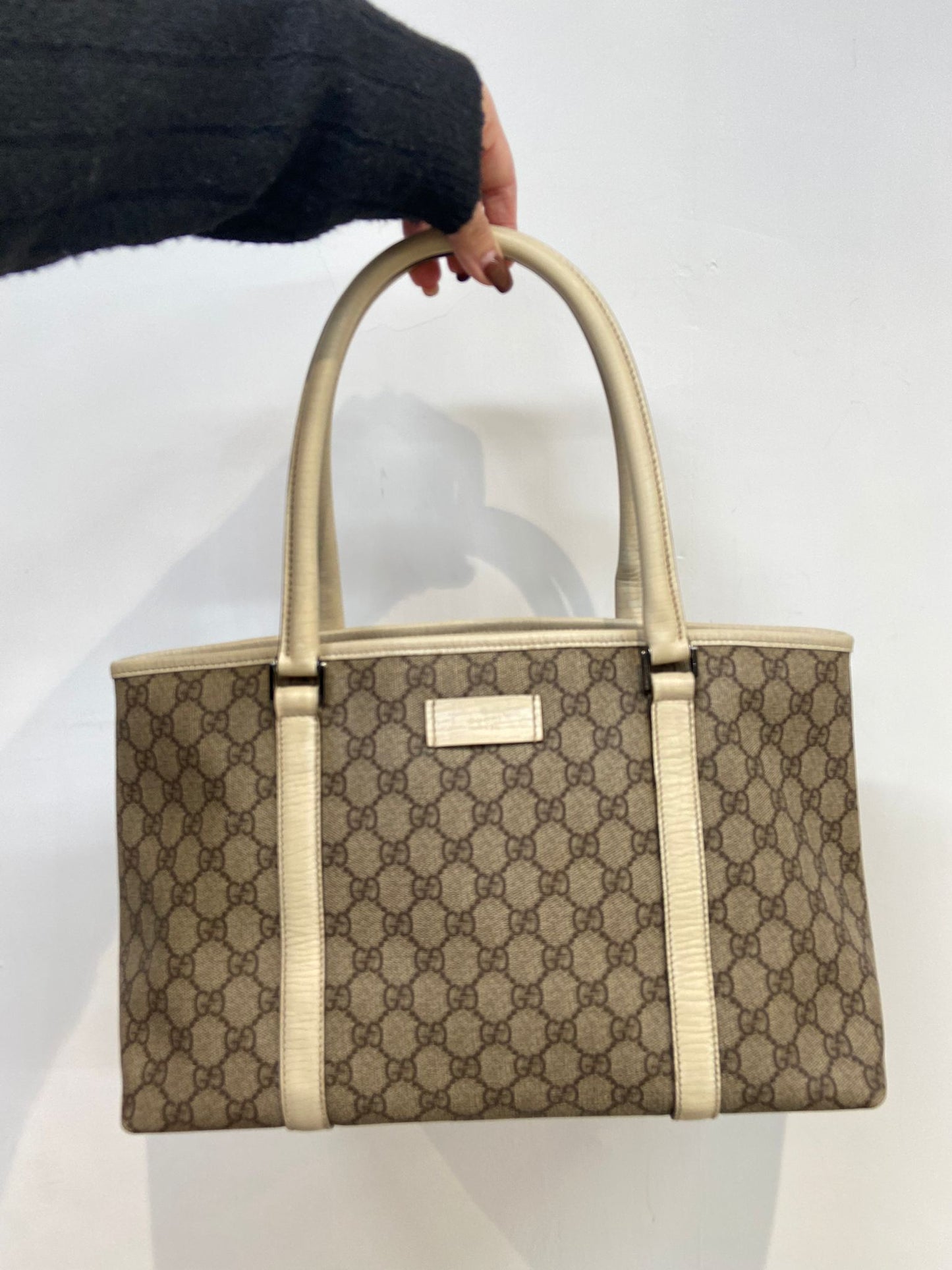 Gucci 白邊 老花tote