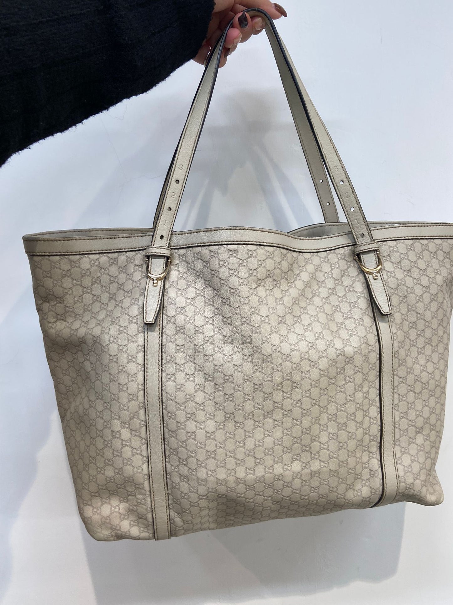 Gucci 牛皮壓紋老花tote