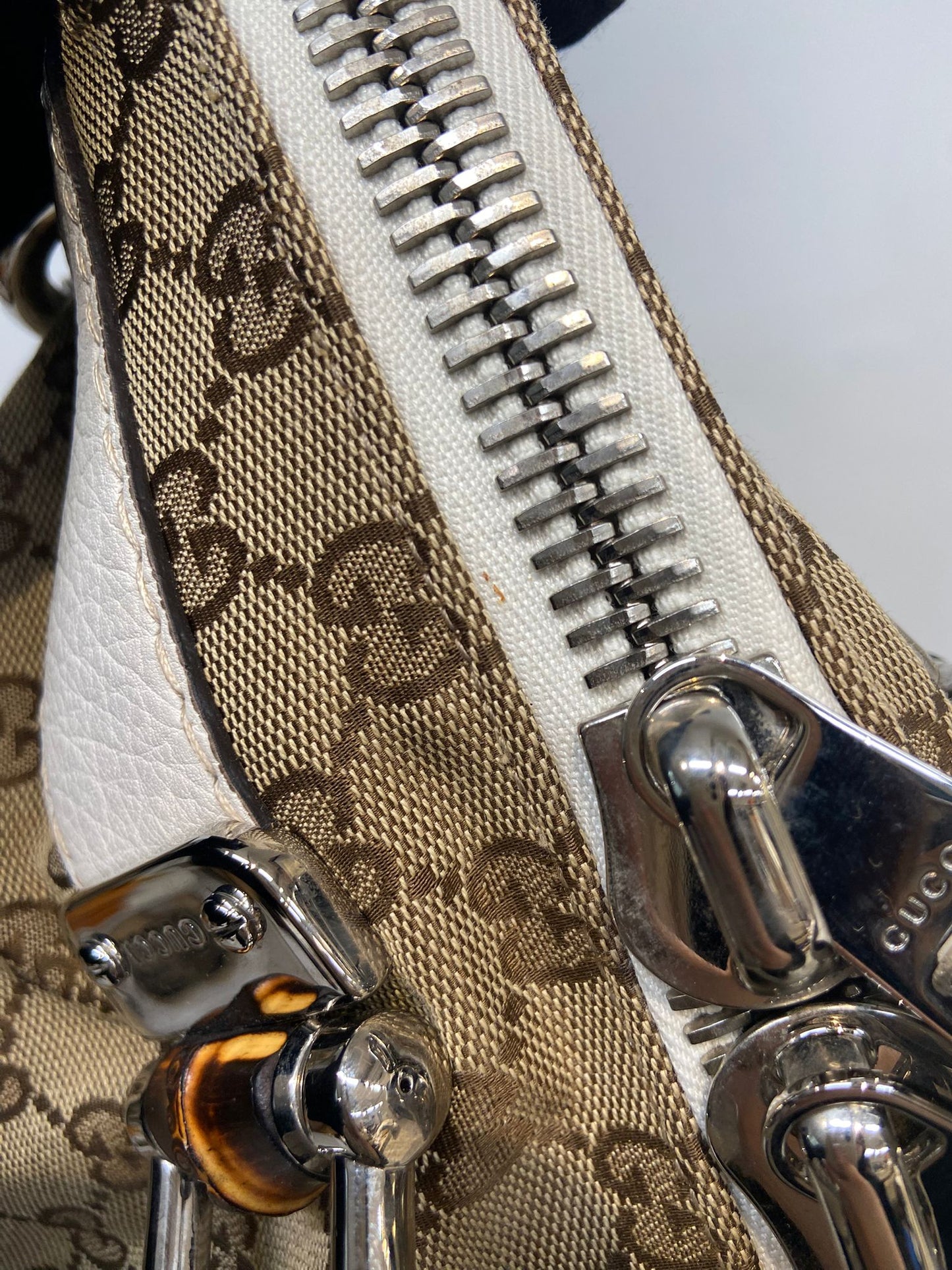 Gucci 牛皮編織手挽 竹子扣 單肩包