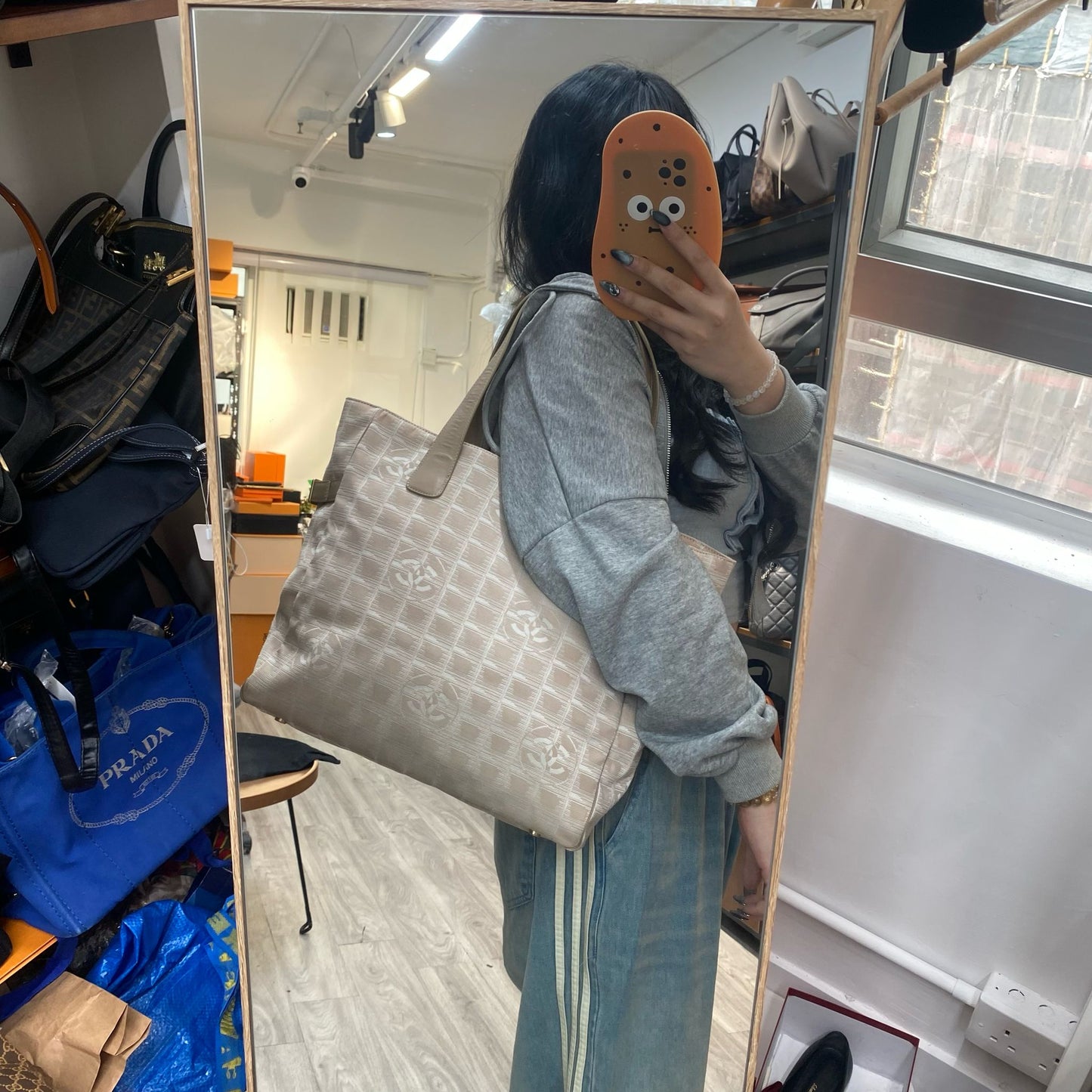 CHANEL冰格Tote 杏色 有卡有貼有塵袋