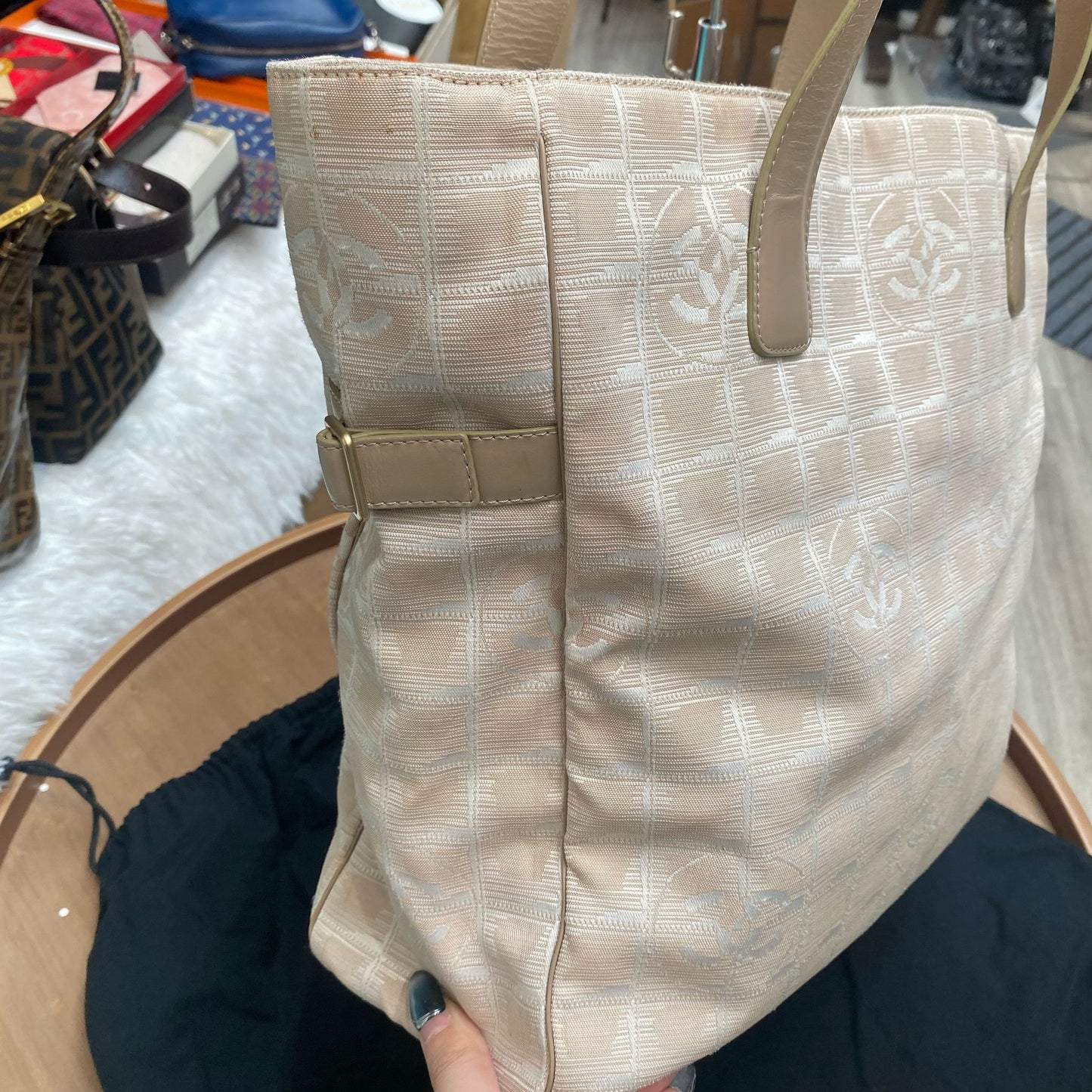 CHANEL冰格Tote 杏色 有卡有貼有塵袋
