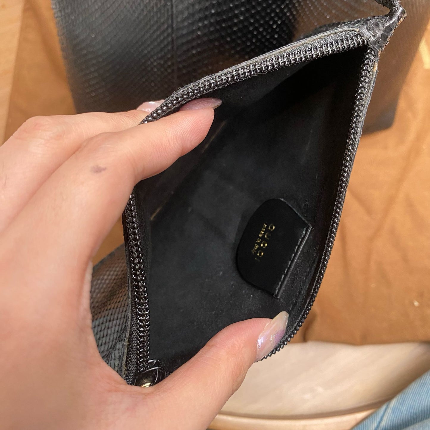 Gucci蜥蜴皮袋 有塵袋