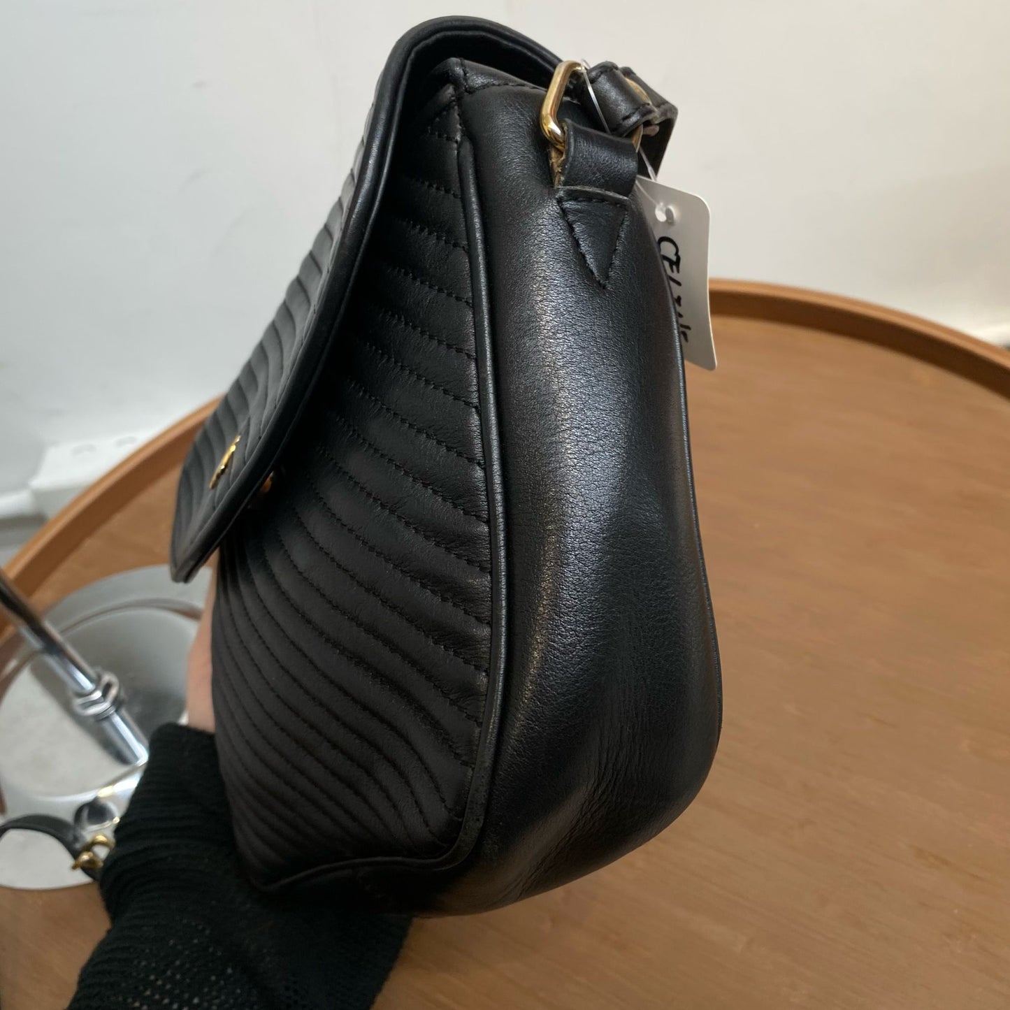 CELINE 黑色真皮斜孭袋