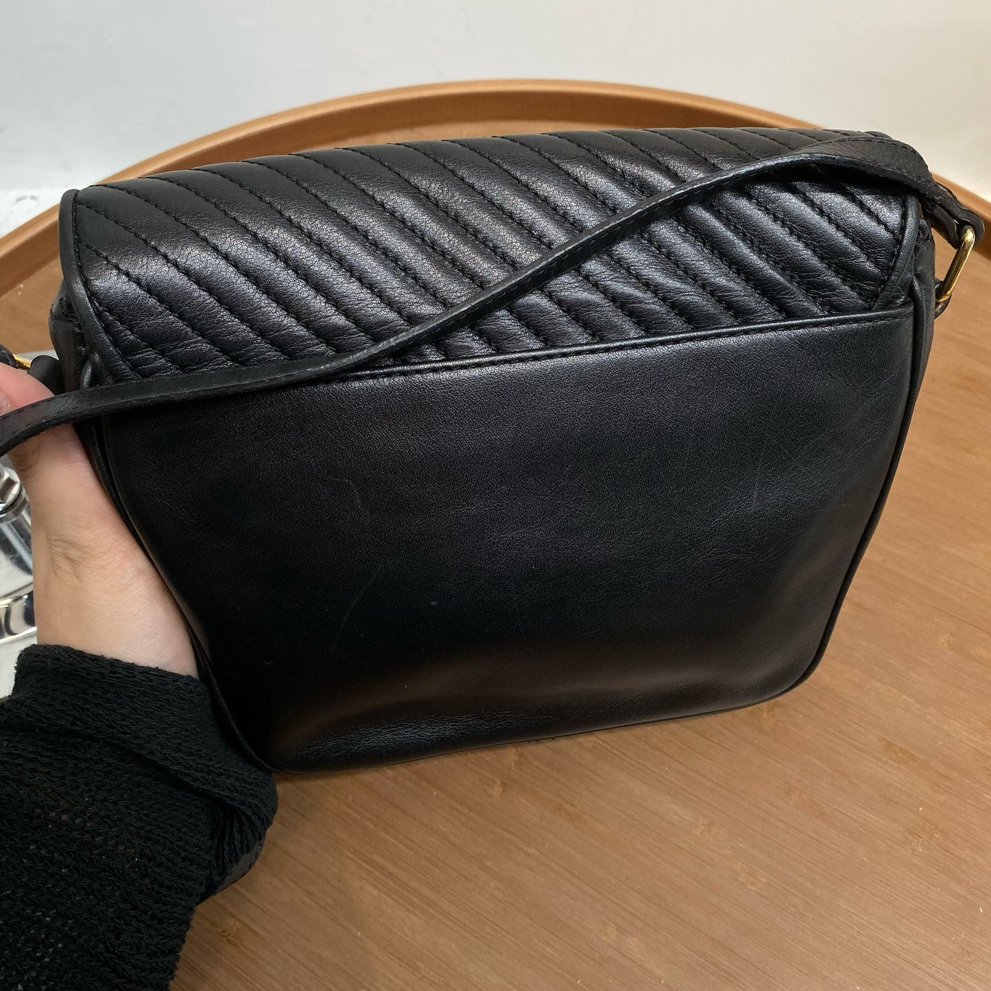 CELINE 黑色真皮斜孭袋