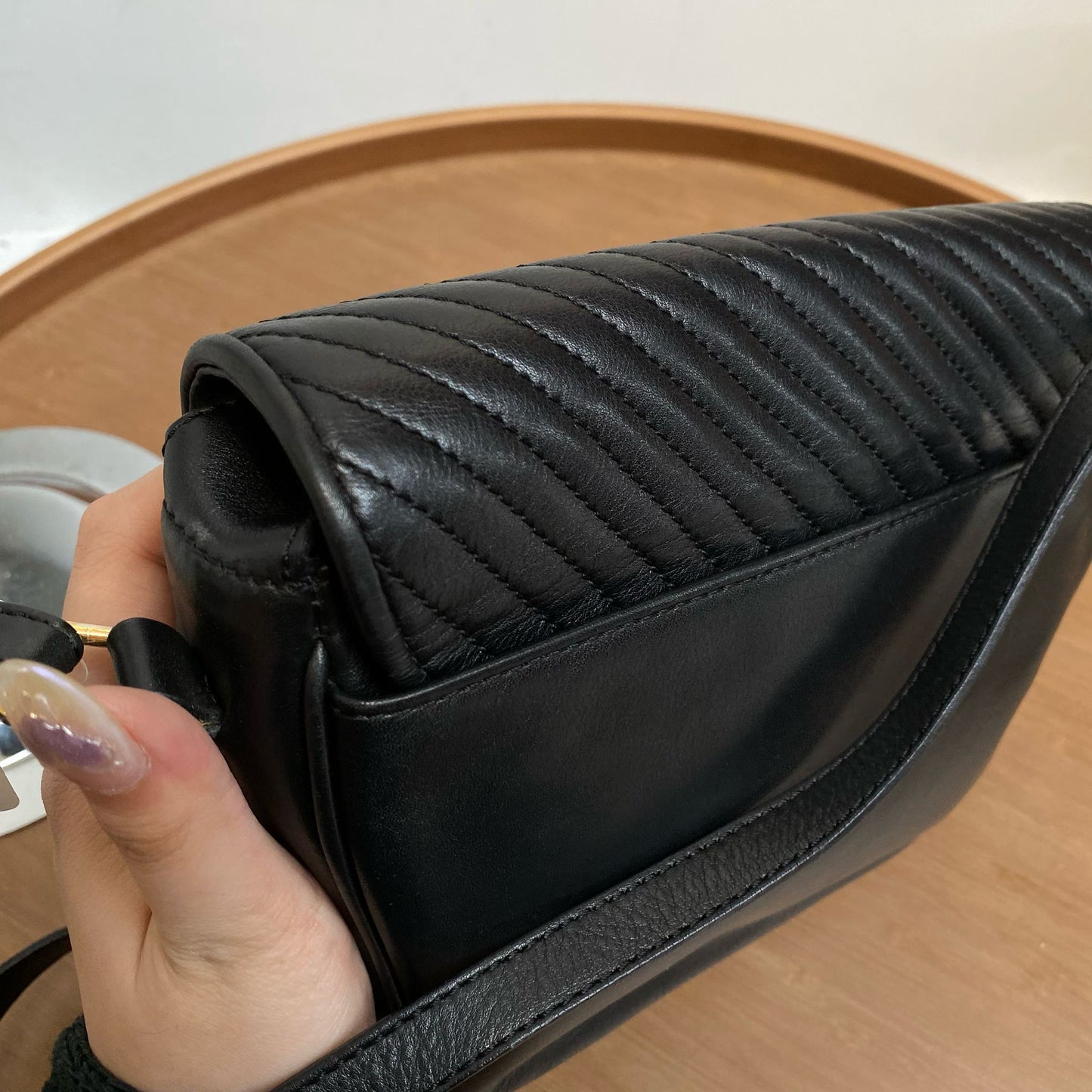 CELINE 黑色真皮斜孭袋