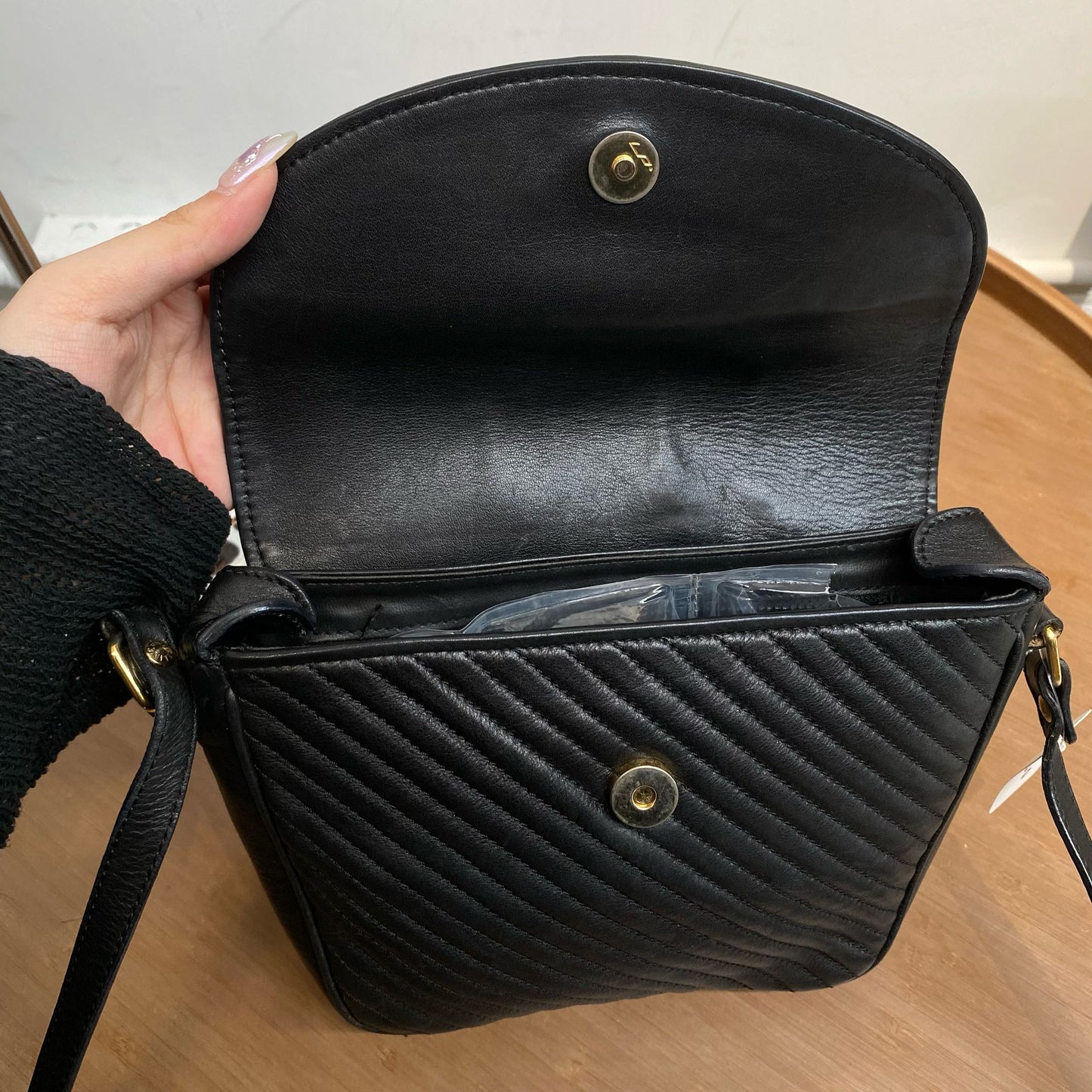 CELINE 黑色真皮斜孭袋