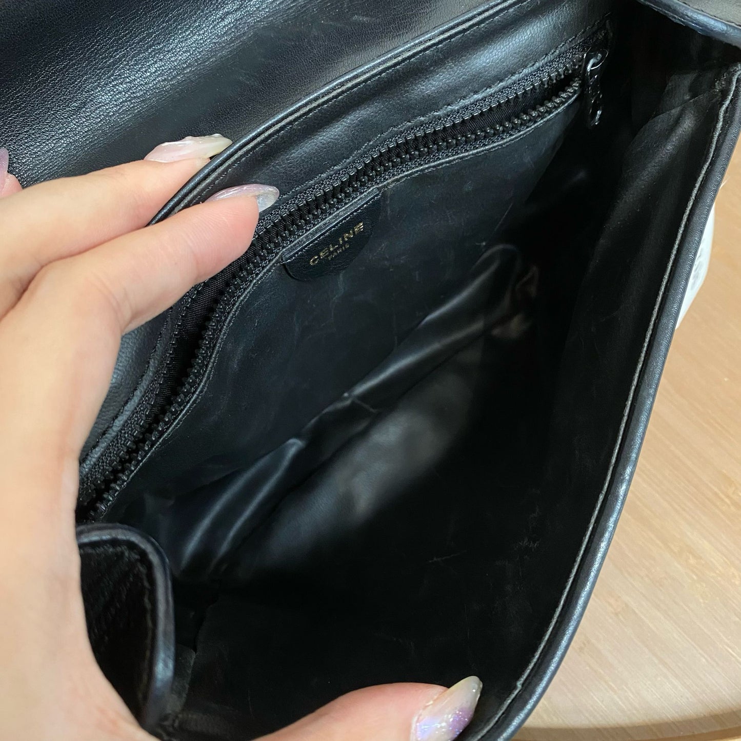 CELINE 黑色真皮斜孭袋