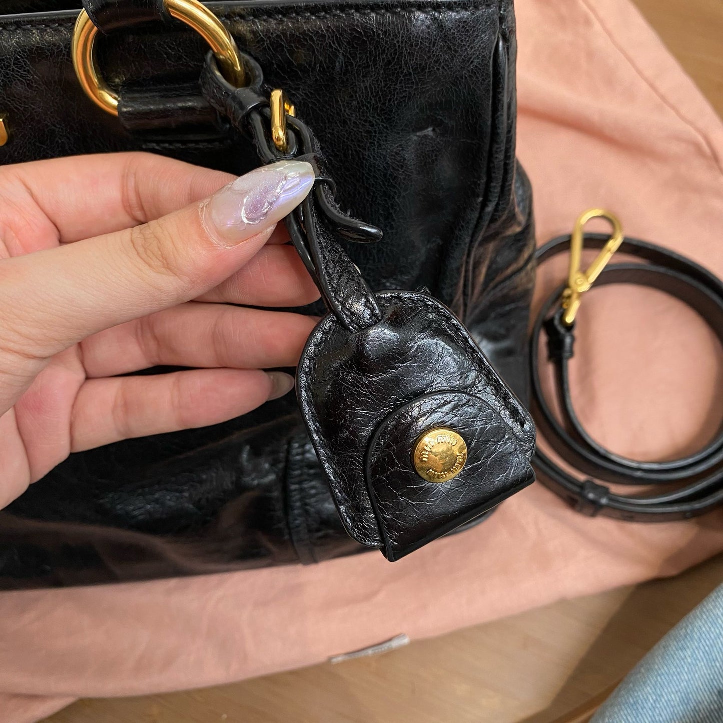 miu miu 黑色 2way 有塵袋