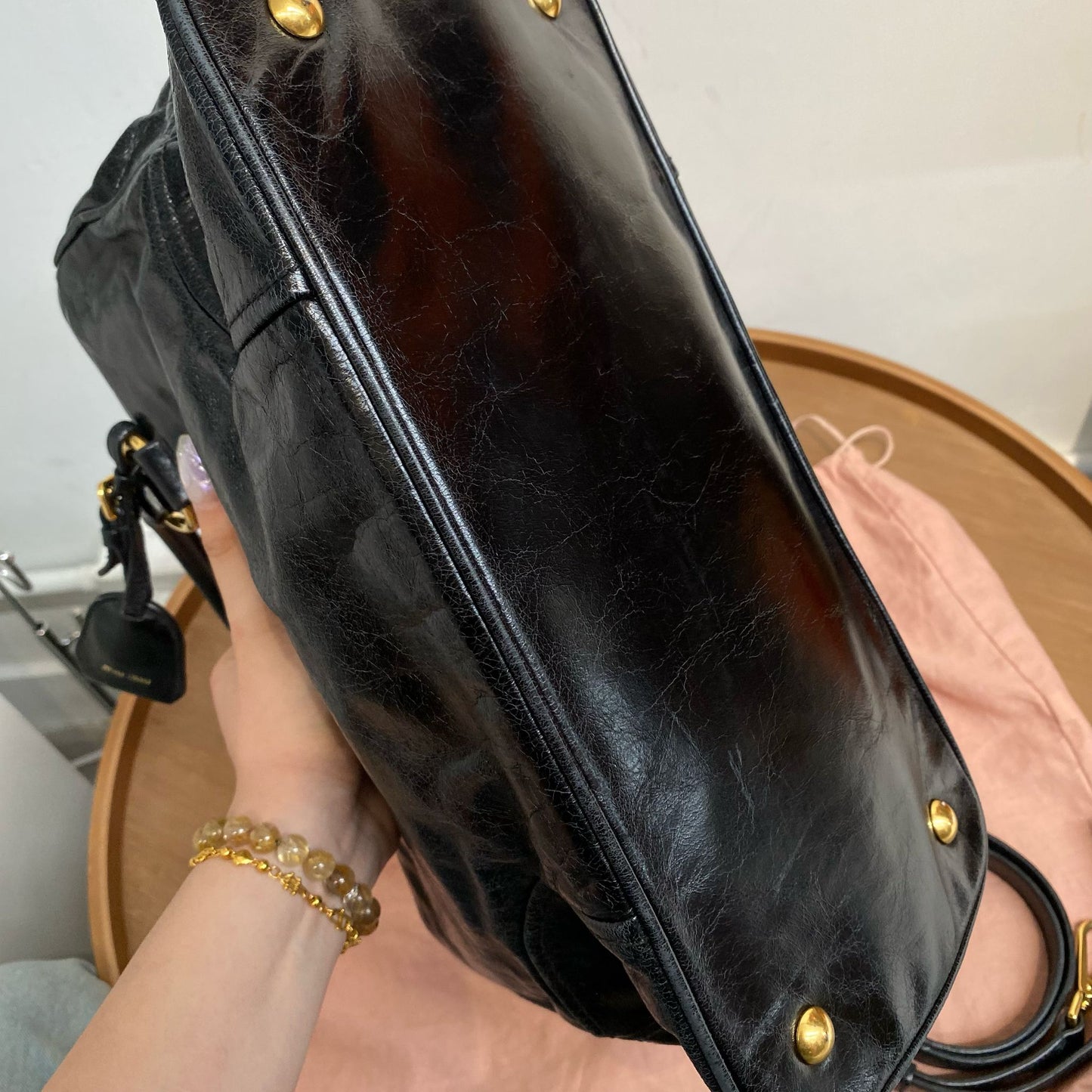 miu miu 黑色 2way 有塵袋